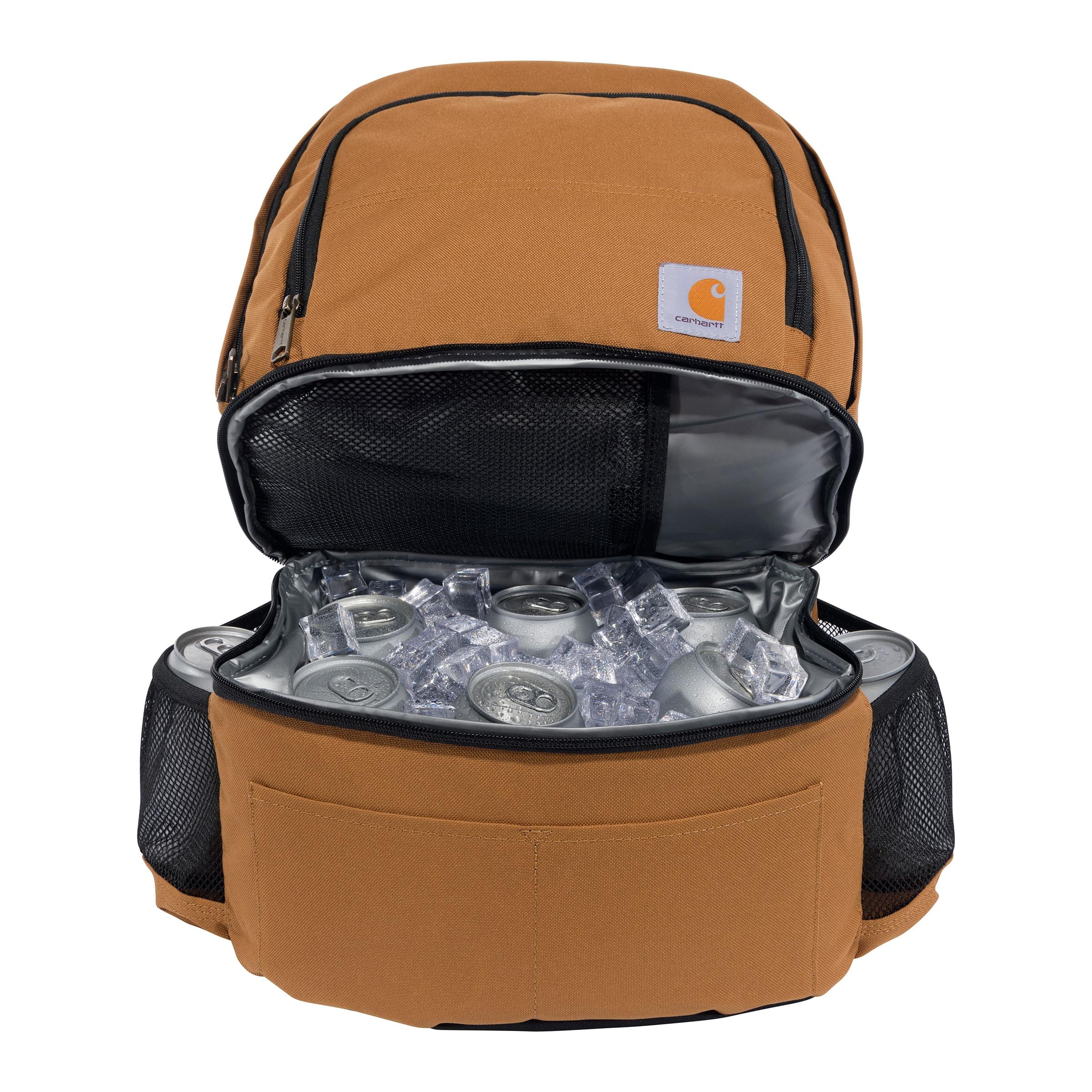 Durable Brown Polyester Insulated Cooler Backpack with Multiple Compartments