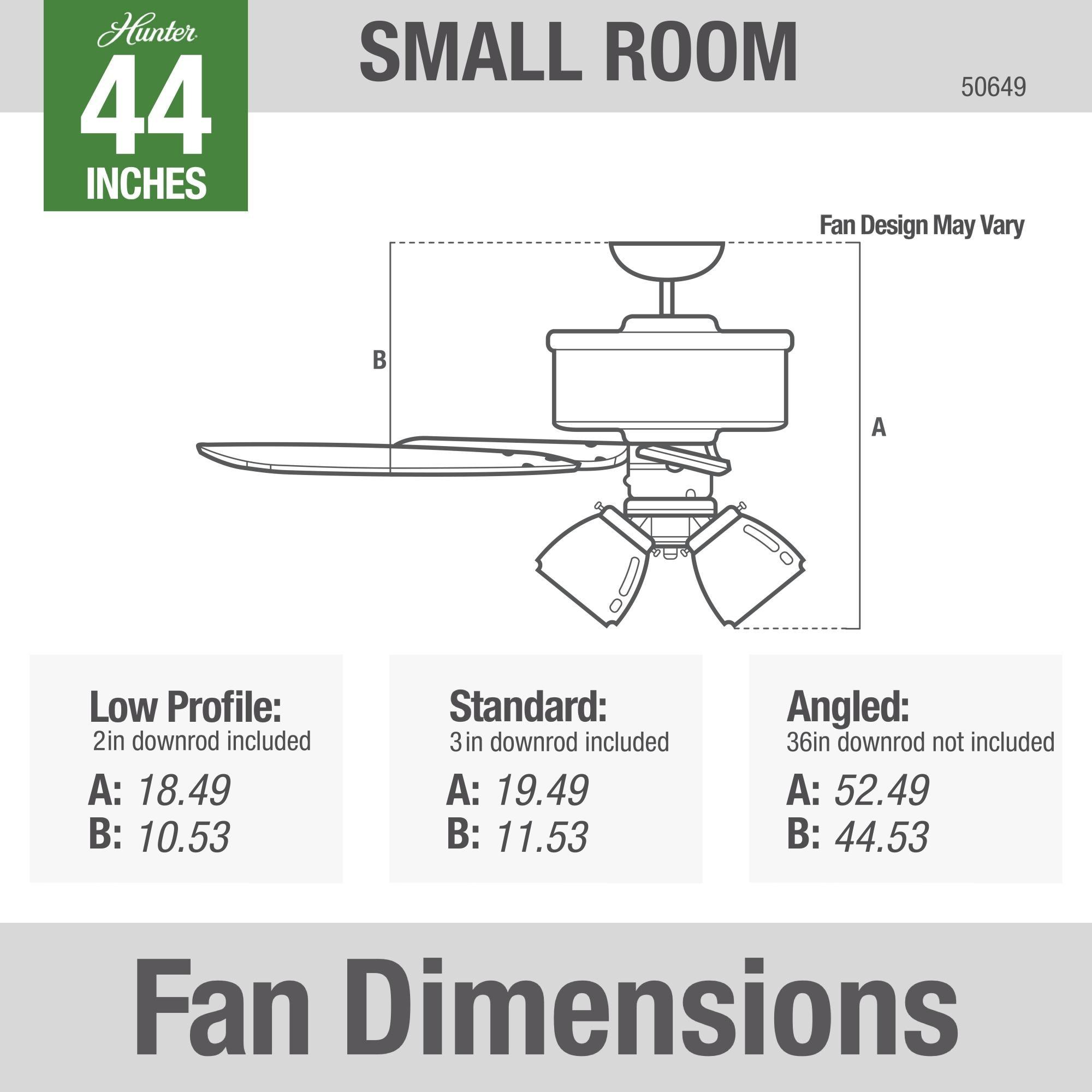 Hunter Fan 44" Hartland 5 - Blade Modern Farmhouse Indoor Ceiling Fan with Lights and Pull Chains