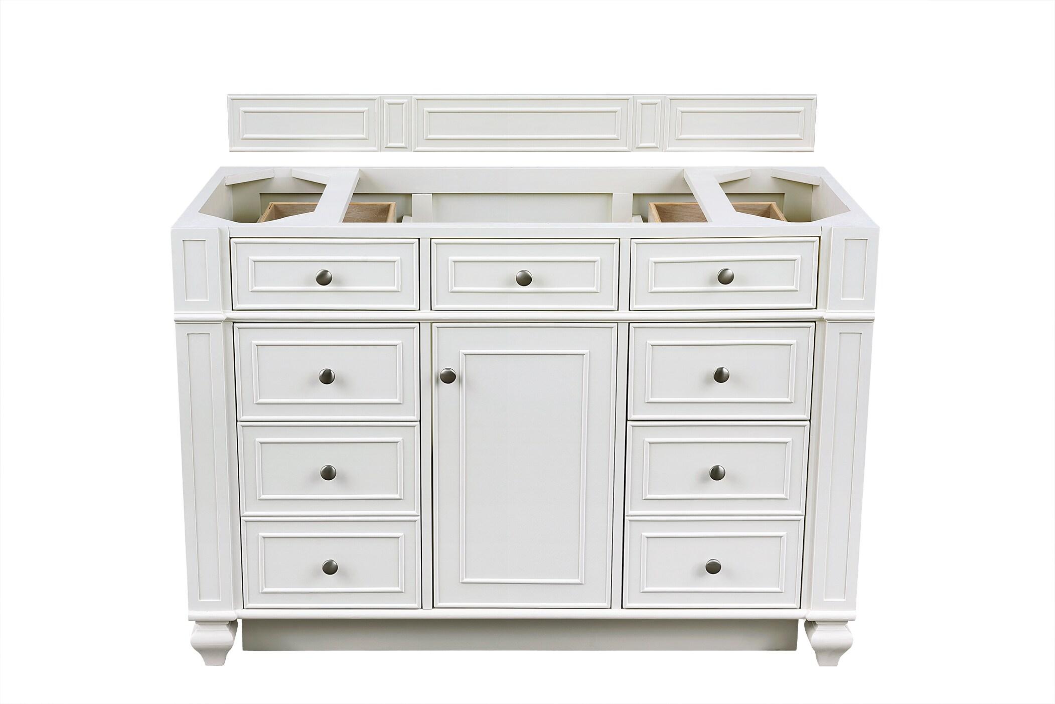 Bright White Plywood Transitional Single Vanity with Veneer Finish