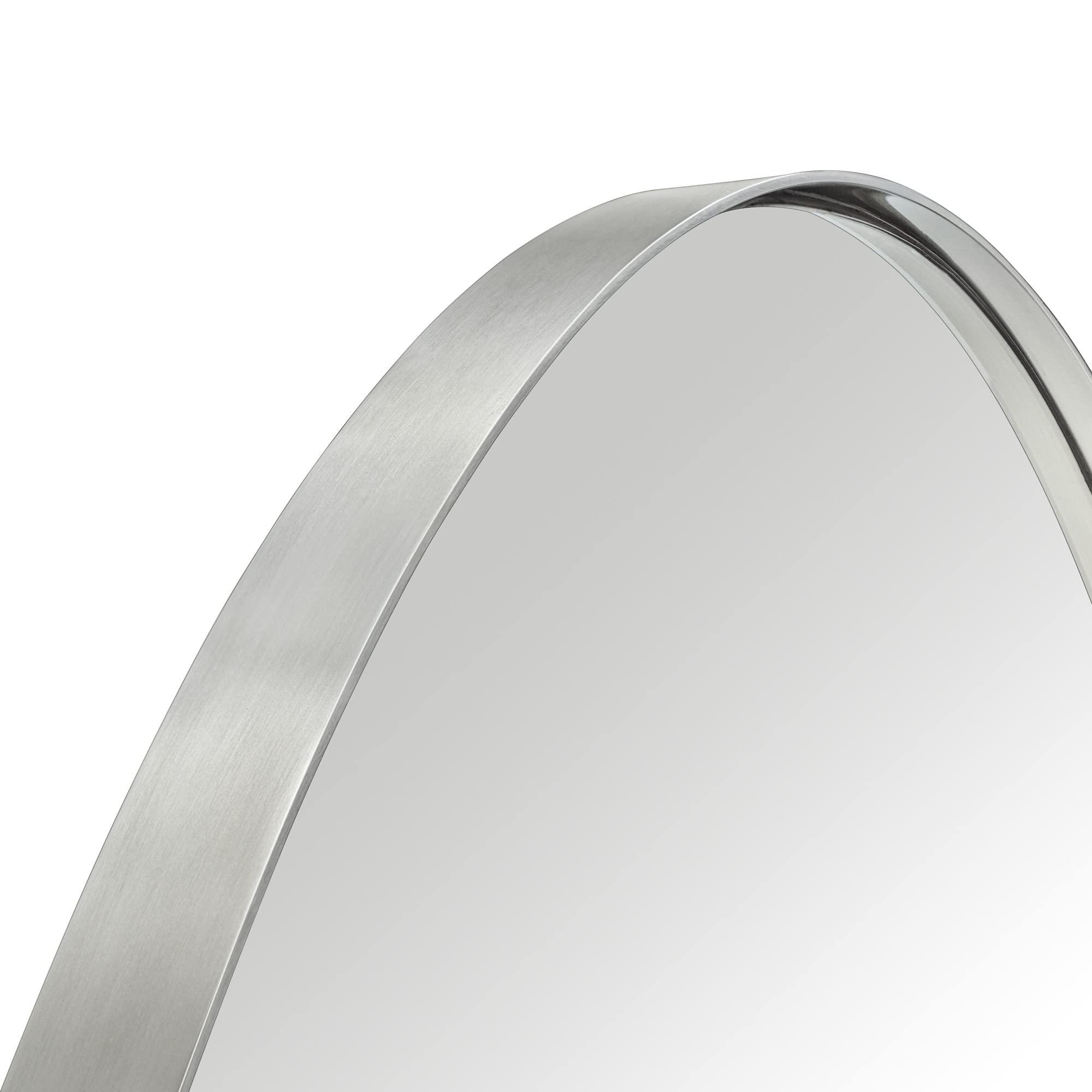 TEHOME 16 in. W x 28.3 in. H Arched Metal Framed Recessed Medicine Cabinet with Mirror for bathroom in Brushed Nickel