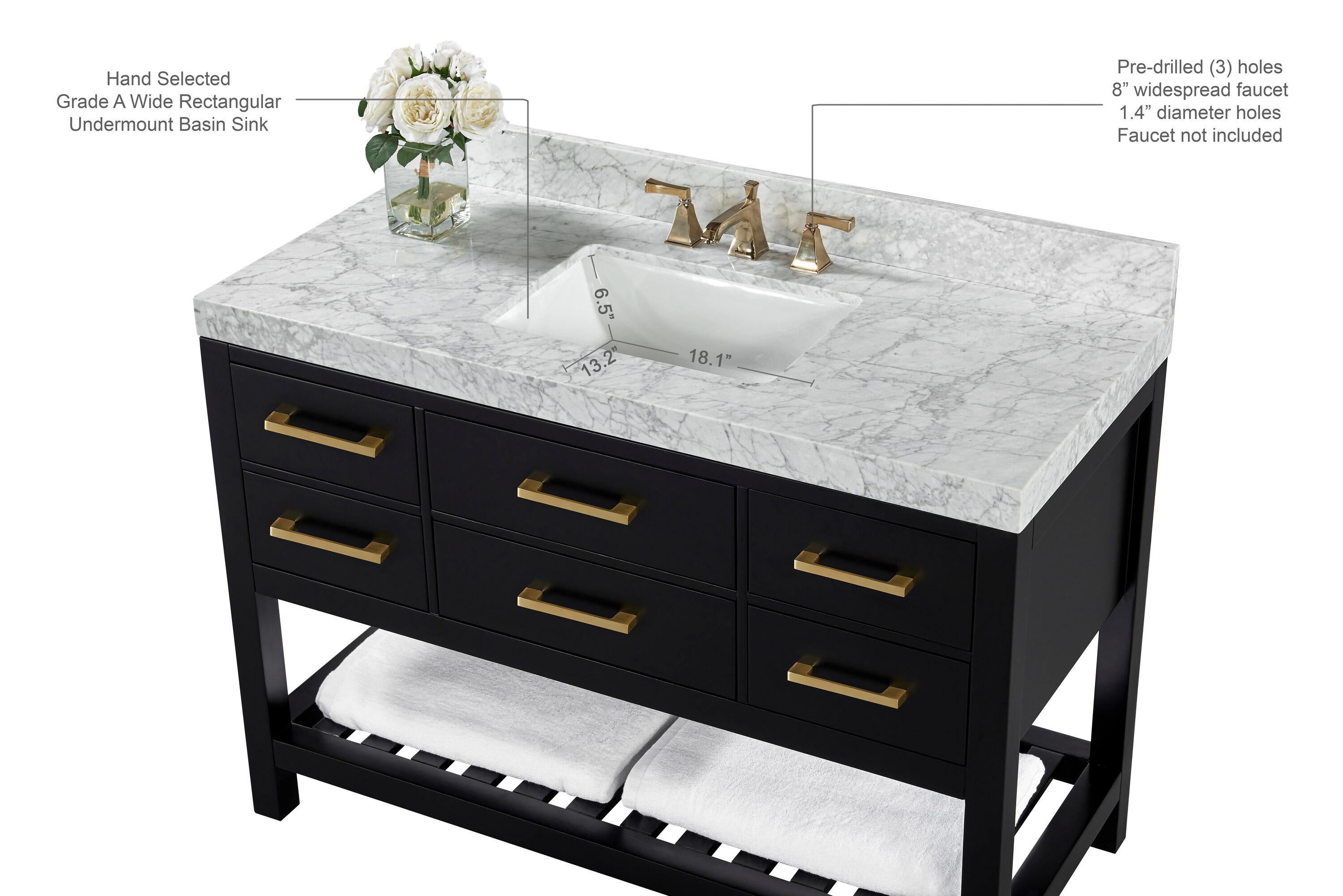 Ancerre Designs Elizabeth 48" Wood Bathroom Vanity Set in Black Onyx