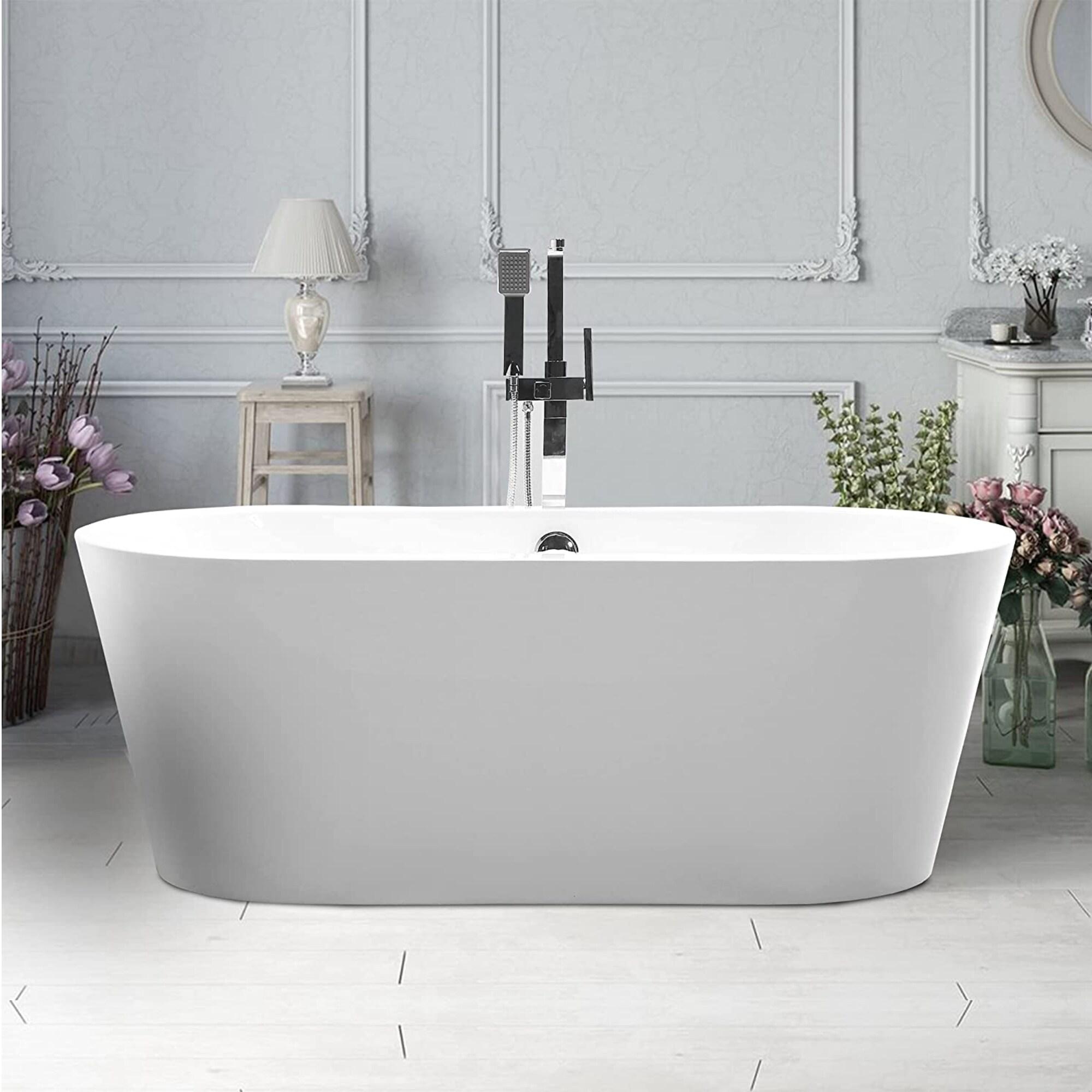 Iris 59" x 30" Freestanding Soaking Acrylic Bathtub