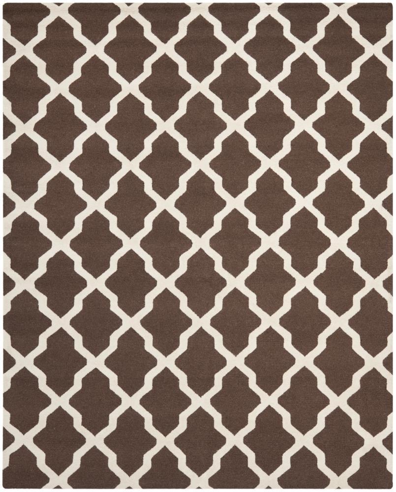 SAFAVIEH Cambridge Liam Geometric Wool Area Rug, Dark Brown/Ivory, 9' x 12'