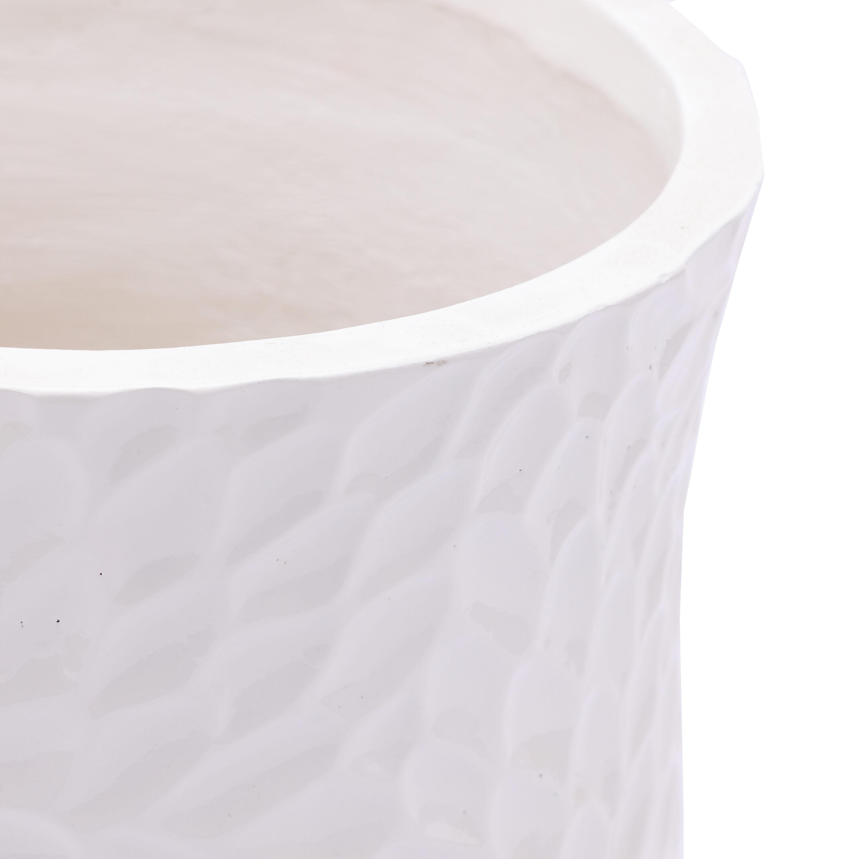 LuxenHome White MgO Floral Round Planter