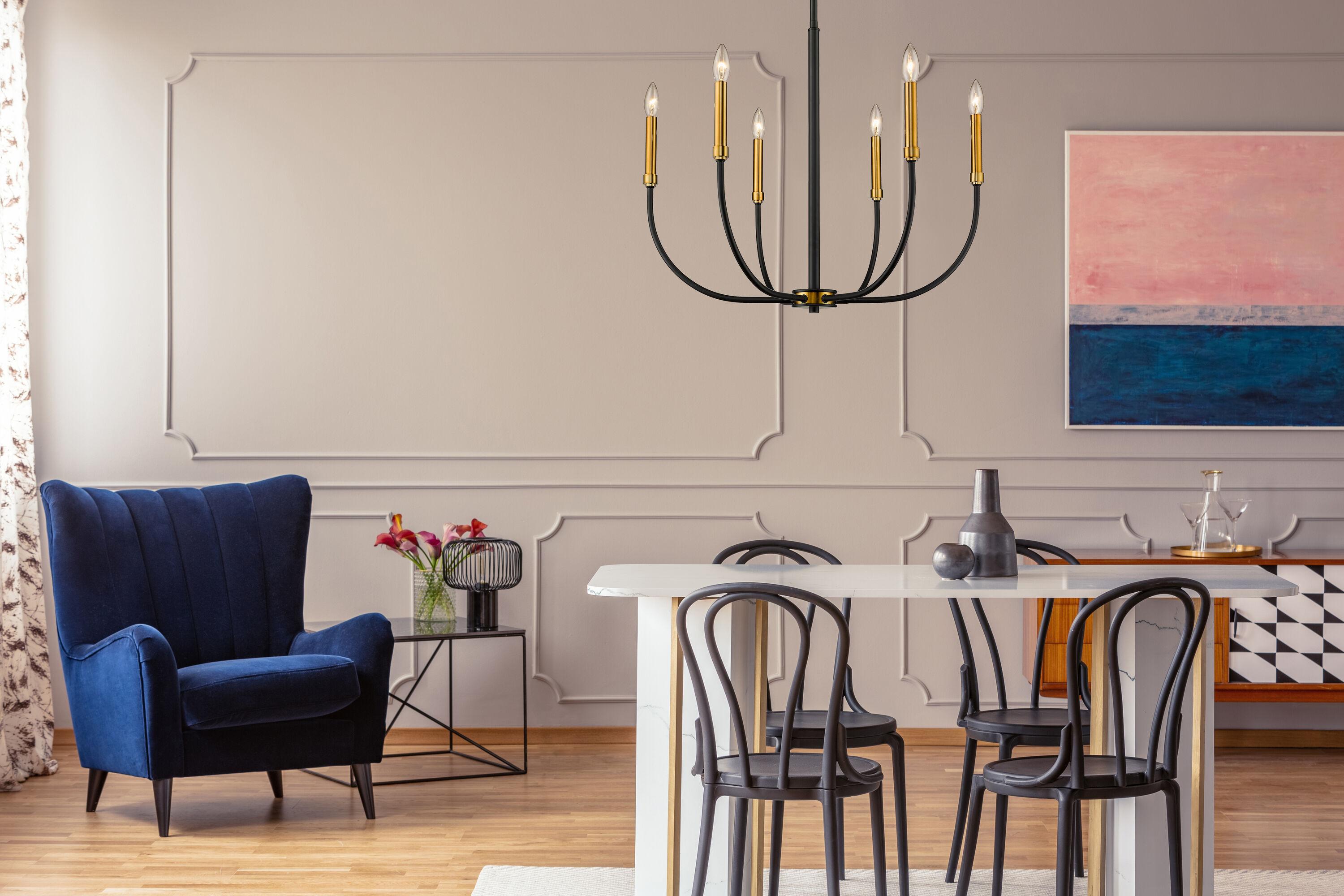 Z-Lite Haylie 6 - Light Chandelier in  Matte Black/Olde Brass