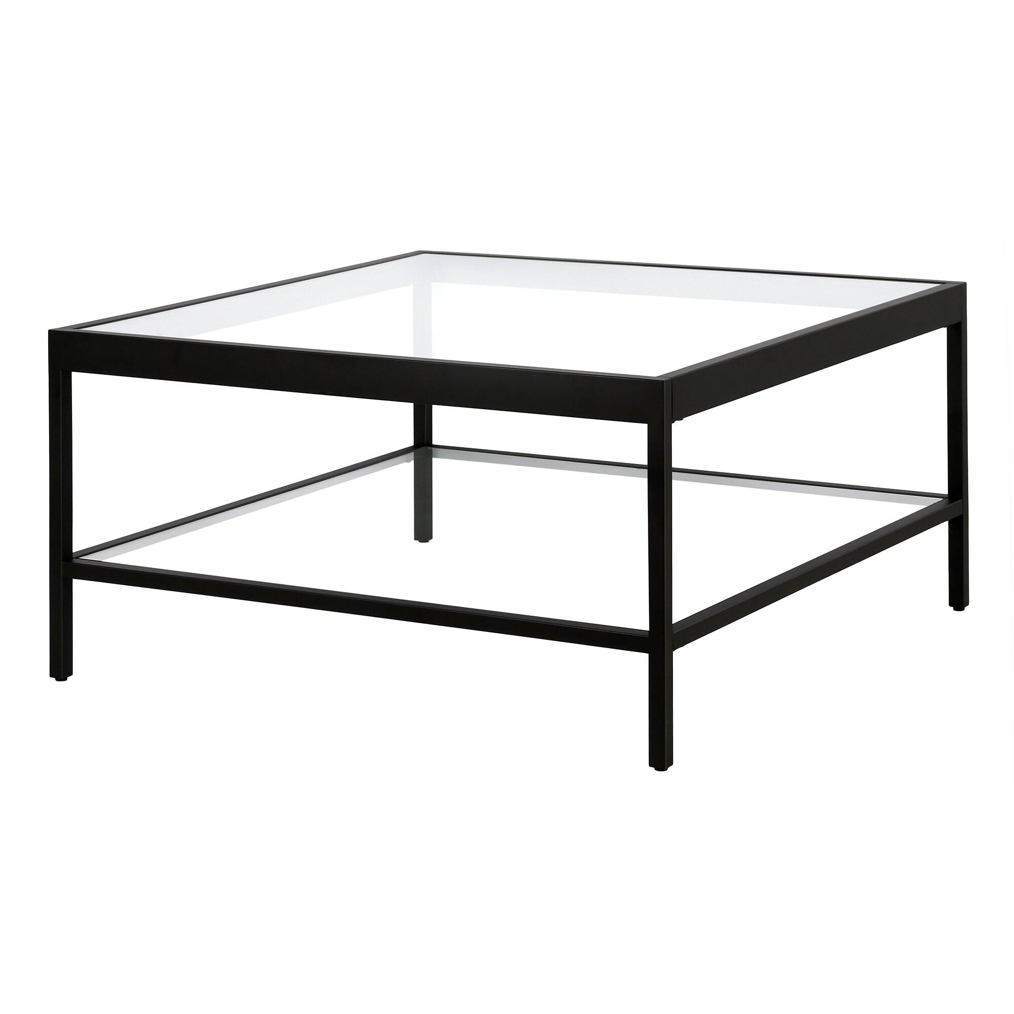 Evelyn&Zoe Alexis 32" Wide Square Coffee Table, Blackened Bronze