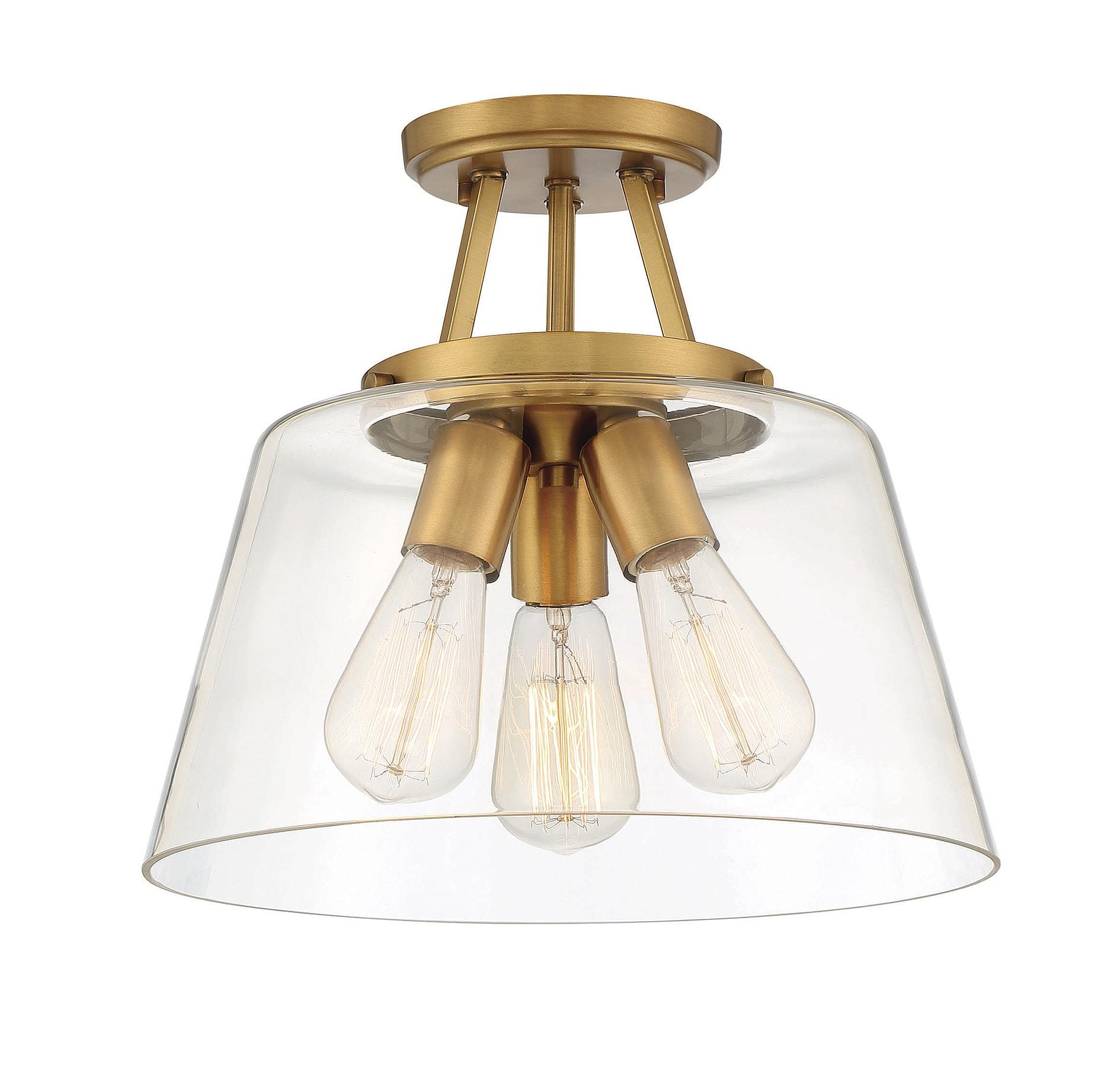 Savoy House Calhoun 3 - Light Semi-Flush Mount in  Warm Brass