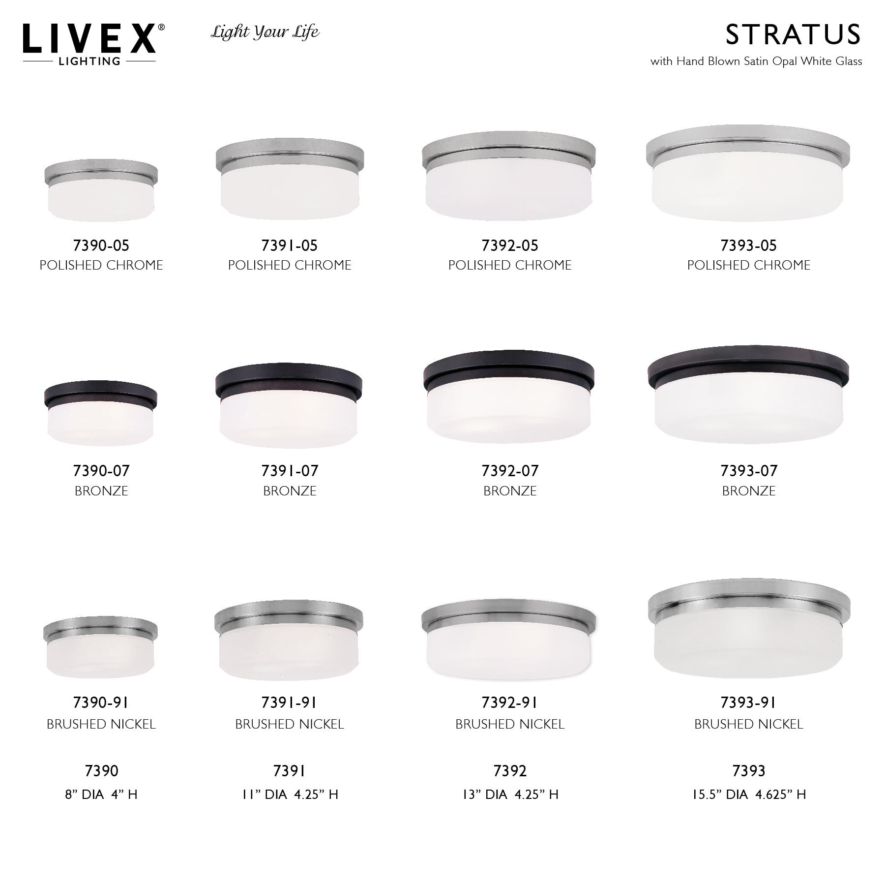 Livex Lighting Stratus 3-Light Metal & Glass Ceiling Mount in Polished Chrome