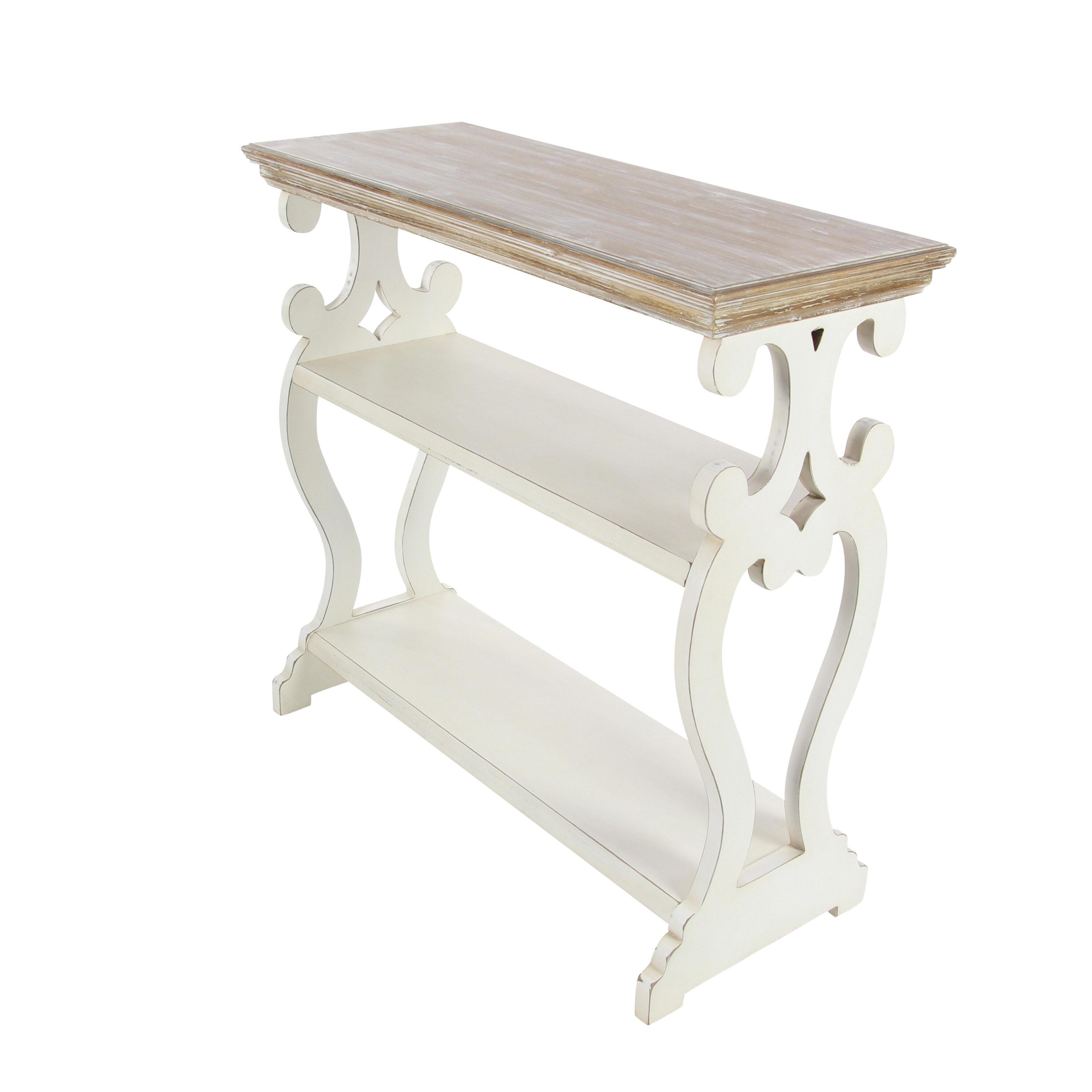 Farmhouse Wood Console Table Off White - Olivia & May: 2-Shelf Design, Tall Profile