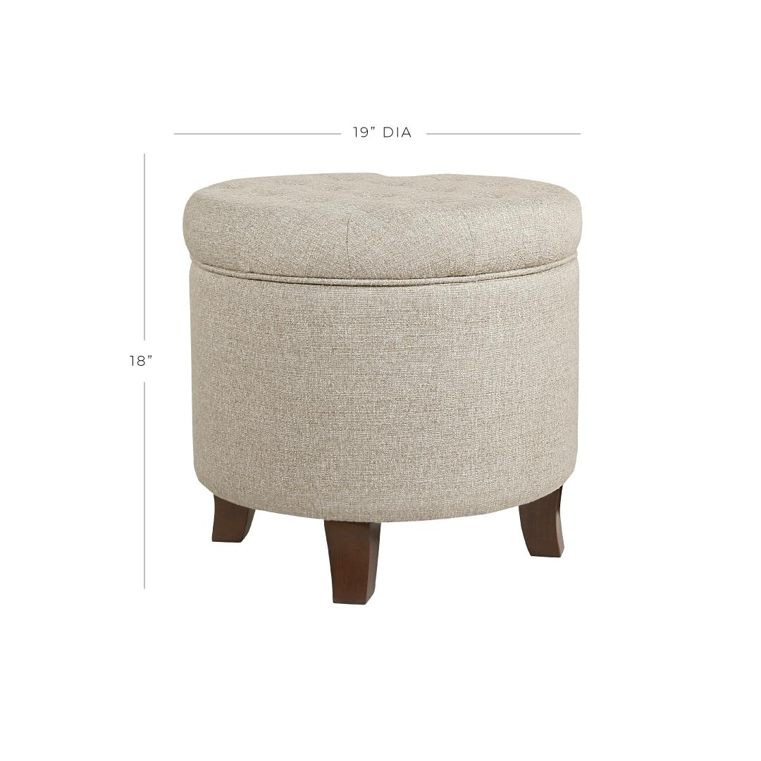 HomePop Boho Tufted Storage Ottoman Twine Light Brown: Upholstered, Plywood Frame, Foam Fill