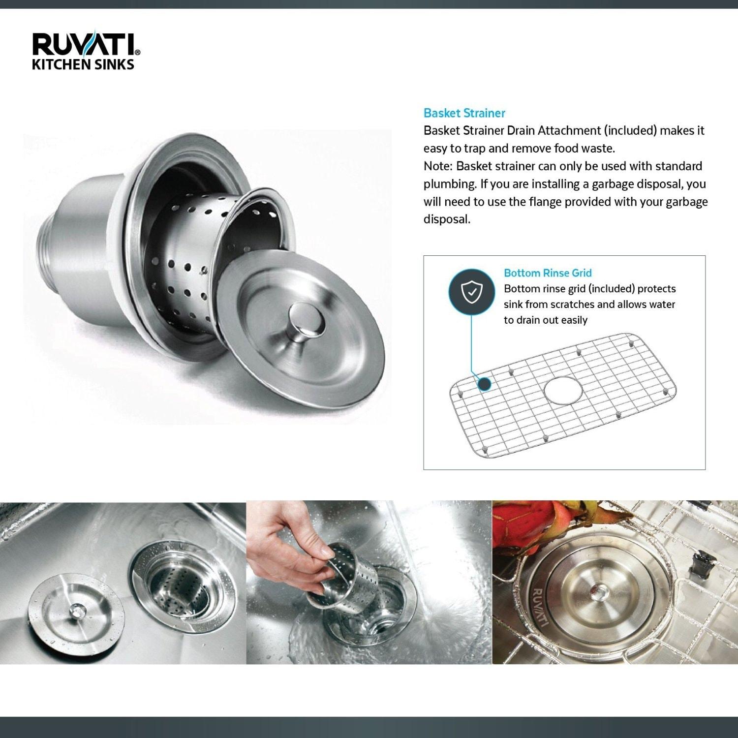 Ruvati 33 x 22 inch Drop-in Topmount Zero Radius Stainless Steel Kitchen Sink Single Bowl - 4 holes