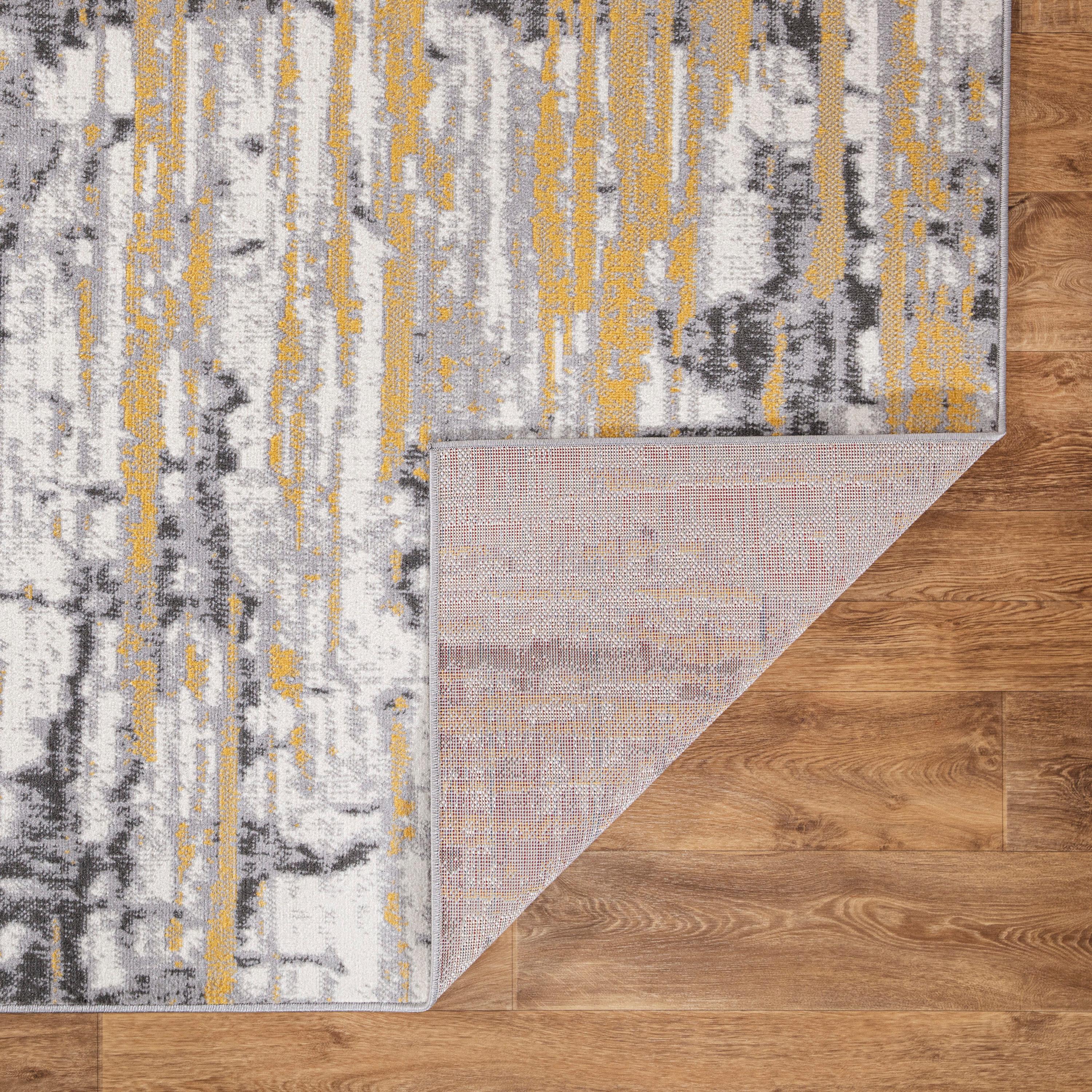 World Rug Gallery Vintage Abstract Modern Area Rug - Yellow 5' x 7'