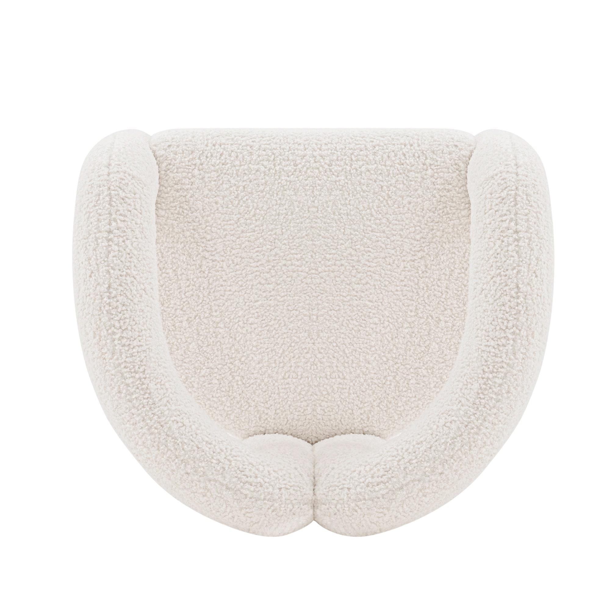 Darian Modern Boucle Upholstered Accent Chair Cream - Manhattan Comfort: Pine Wood Frame, High-Density Foam