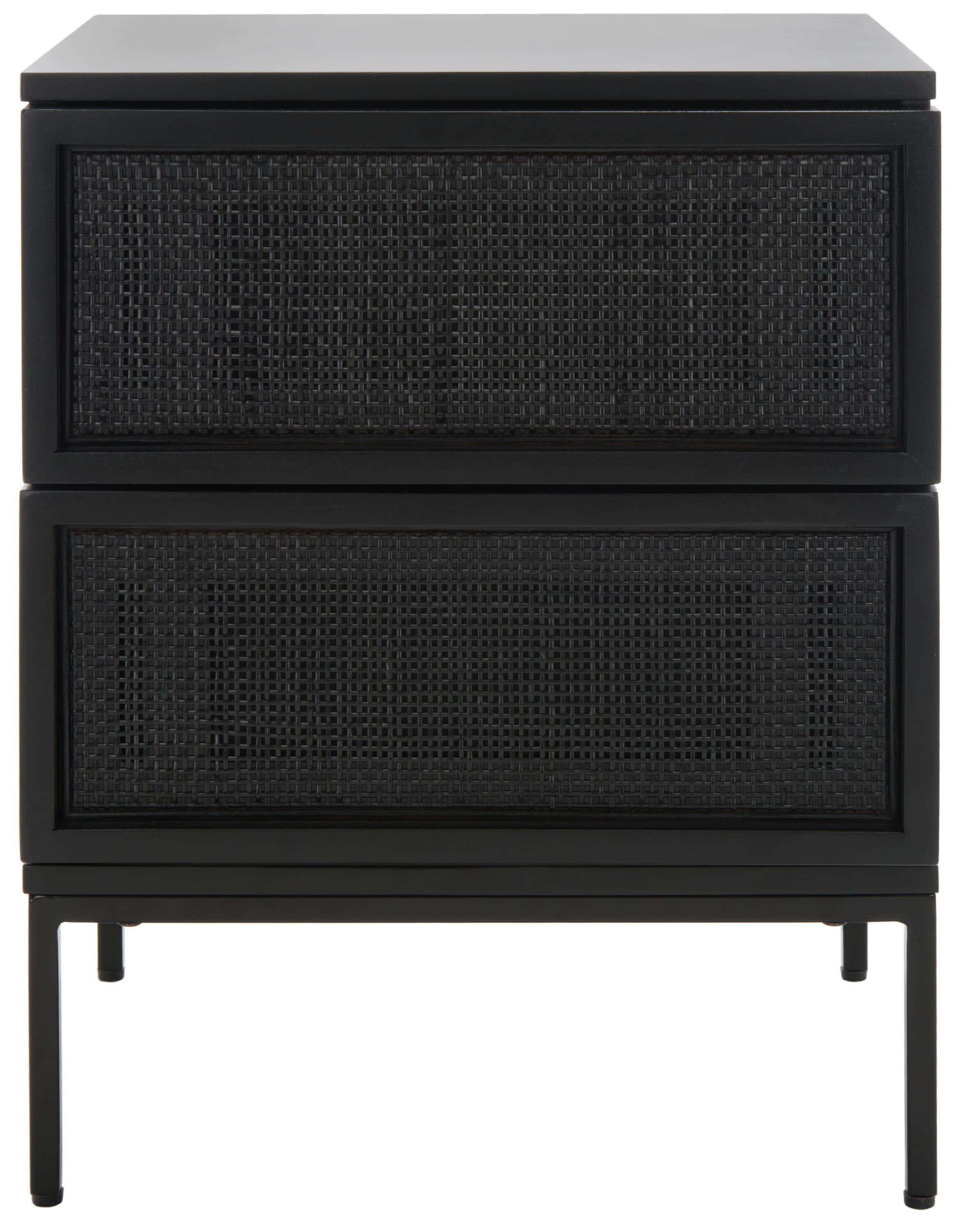 Zadie 2 Drawer Rattan Nightstand - Black - Safavieh