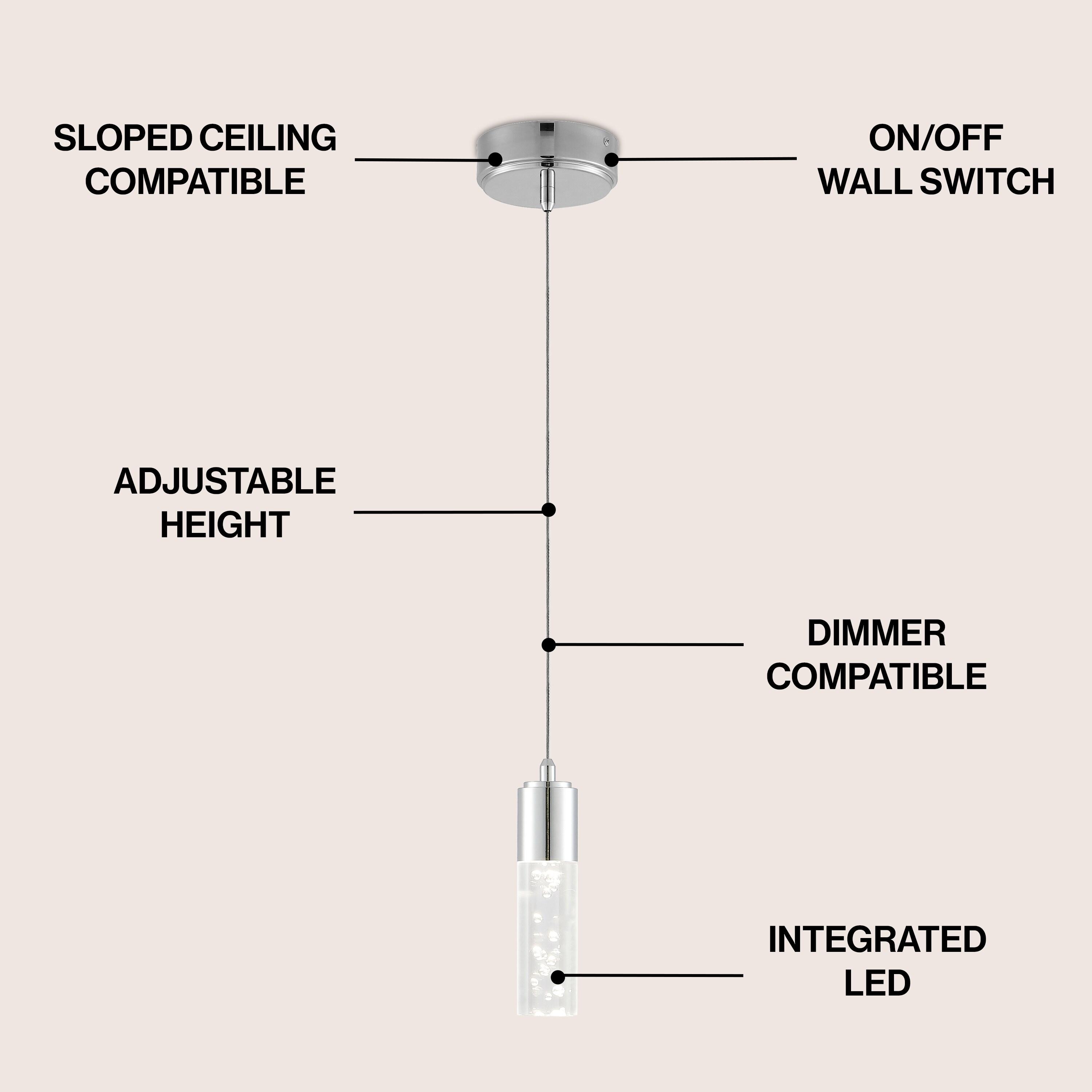 Bolha 4.75" 1-Light Bubble Acrylic/Iron Modern Minimalist Integrated LED Pendant, Chrome
