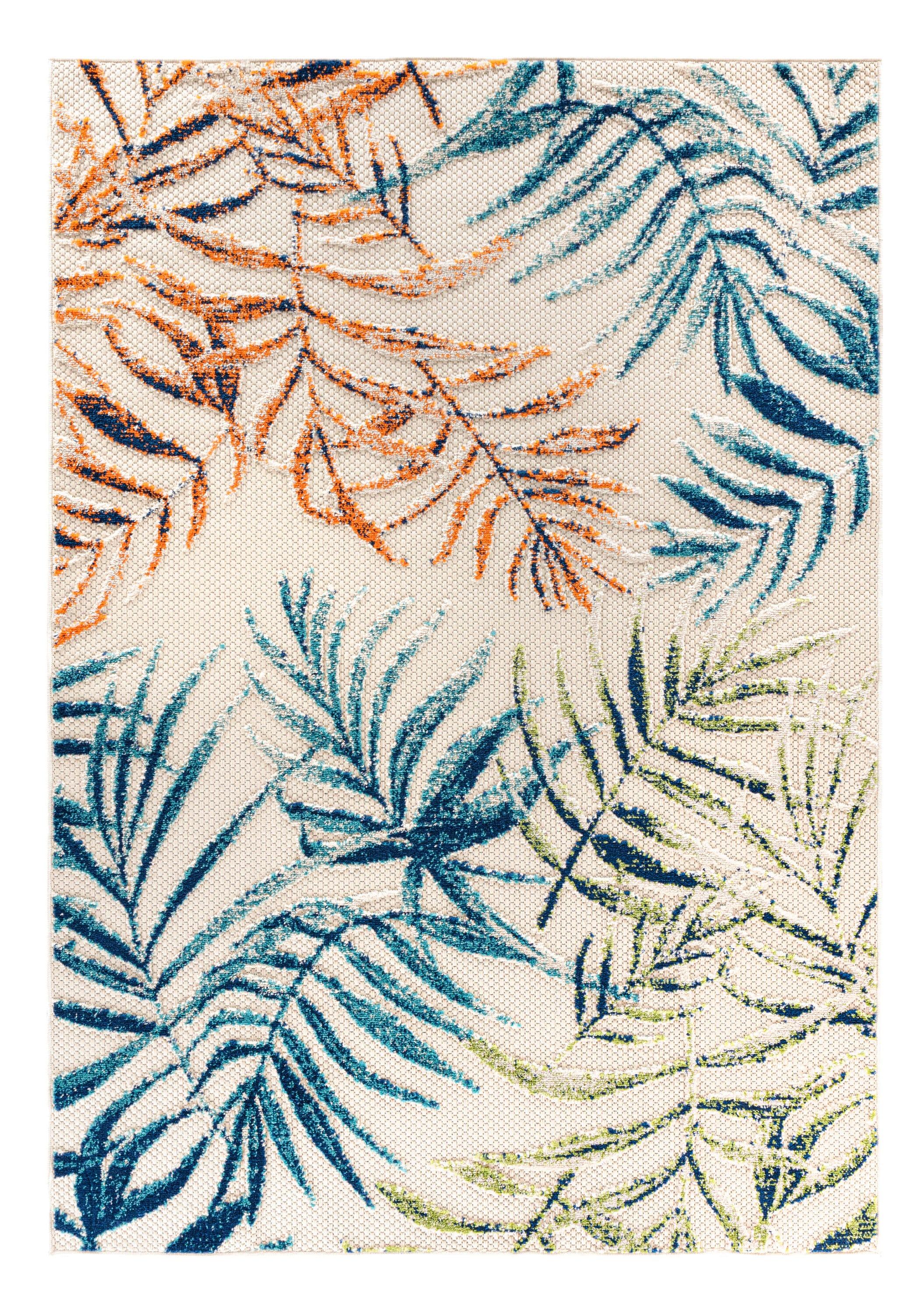 World Rug Gallery Bahama Palm Frond Floral Indoor/Outdoor Area Rug - Multi 5' x 7'