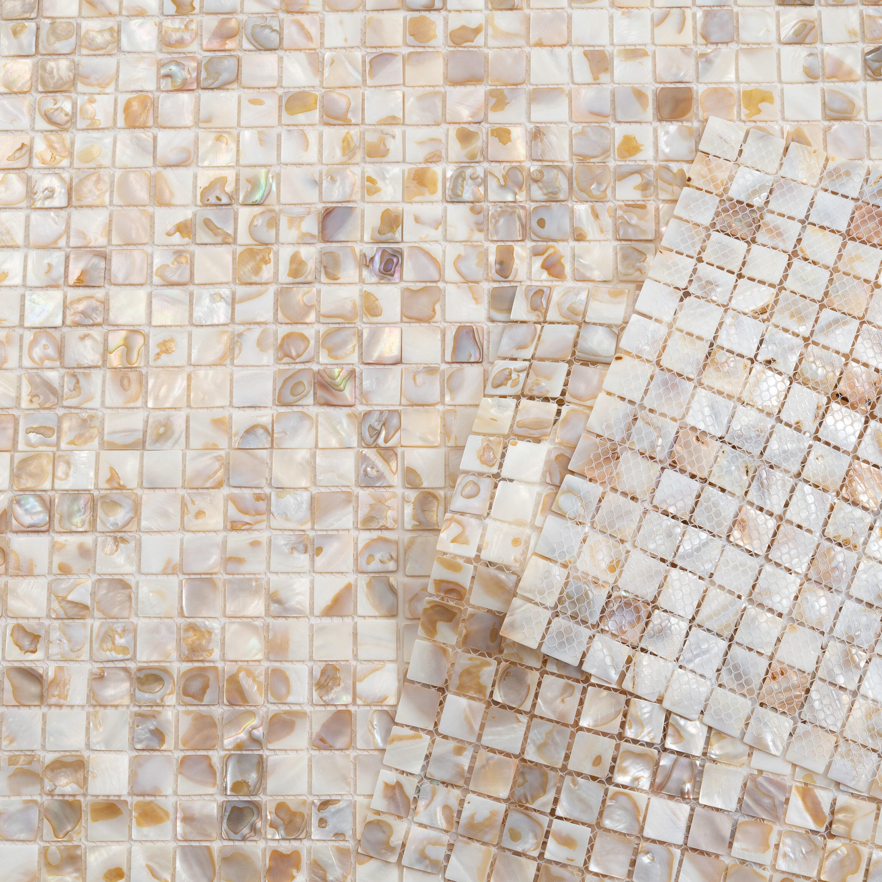 12" x 12" Seashell Grid Mosaic Wall & Floor Tile