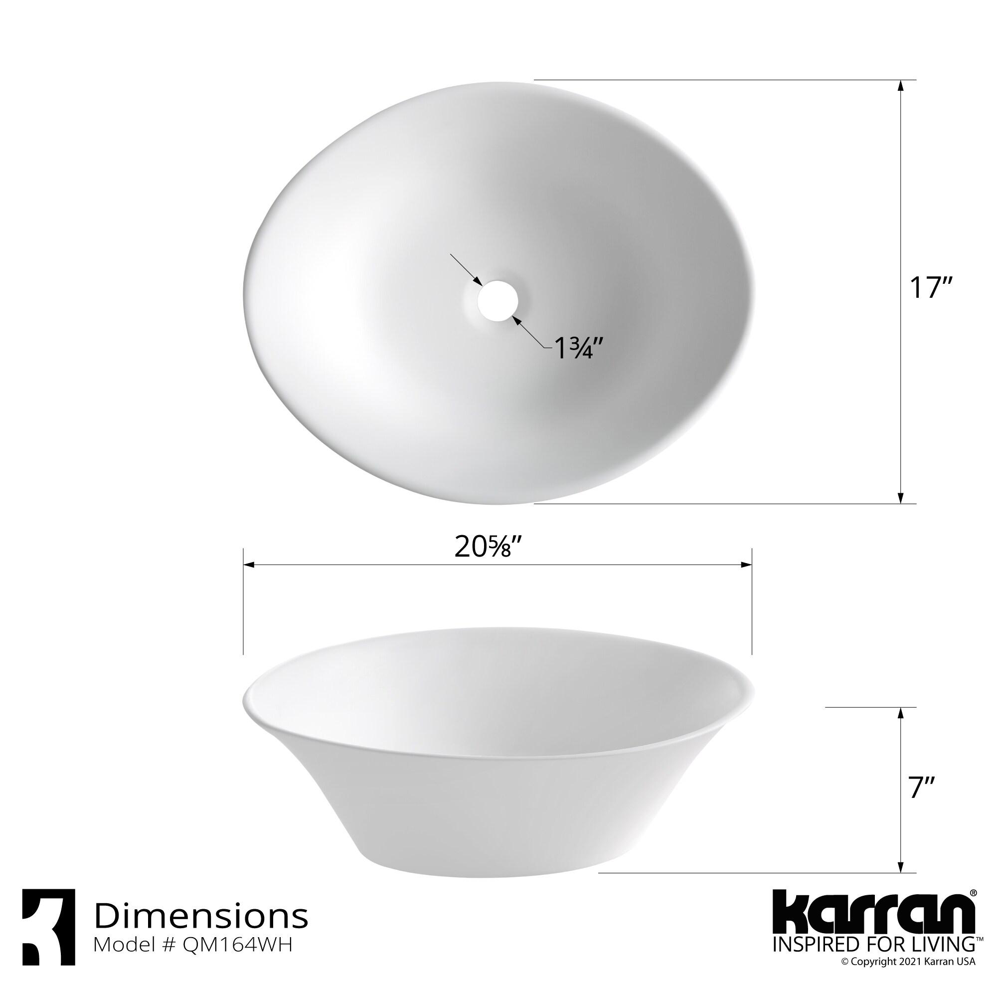 Karran Quattro 20-5/8'' X 17'' Matte White Acrylic Oval Vessel Sink