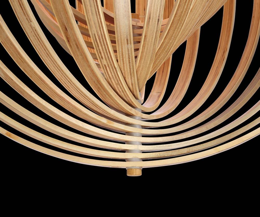 Brown Wood Globe Pendant Light with Natural Wood Shade