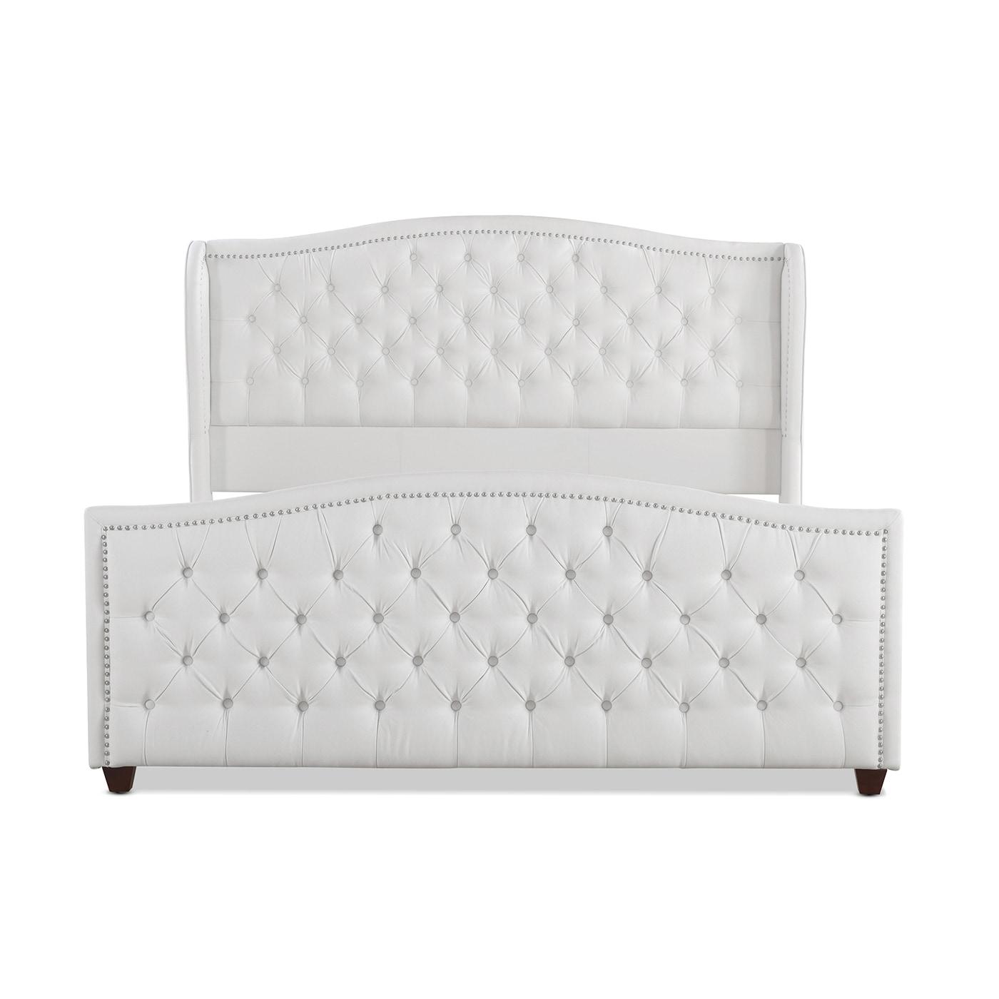 Marcella Tufted Wingback King Bed Bright White