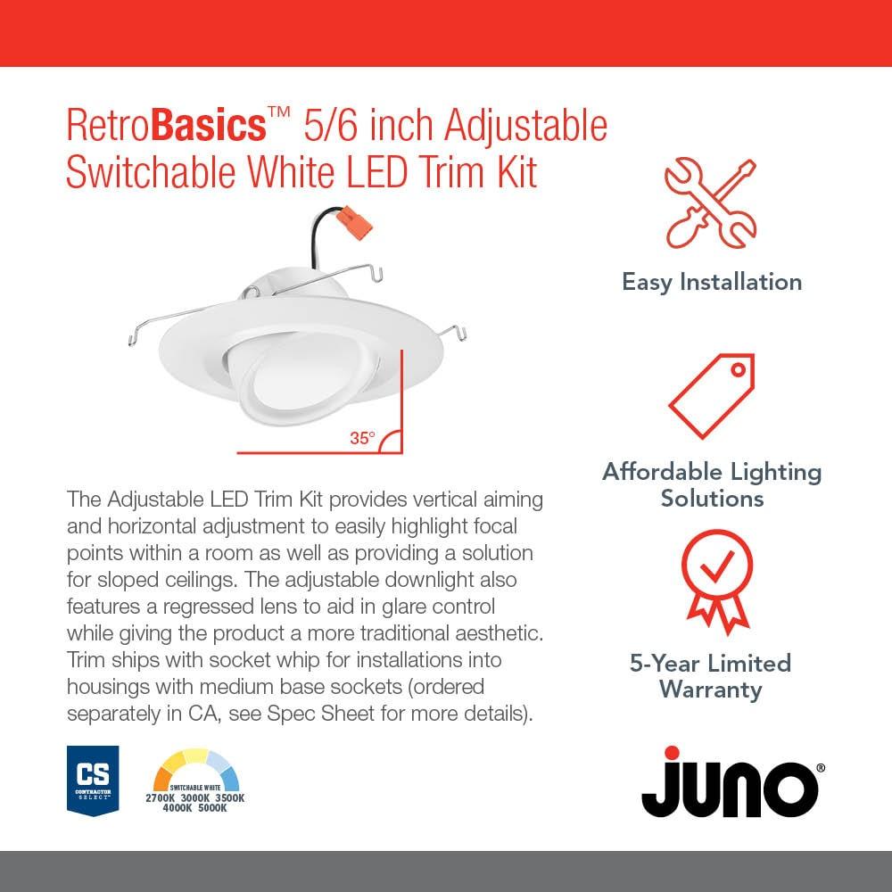 Juno RB56A SWW5 MW M6 6'' Selectable Color Temperature Dimmable IC Rated Standard Recessed Lighting Kit