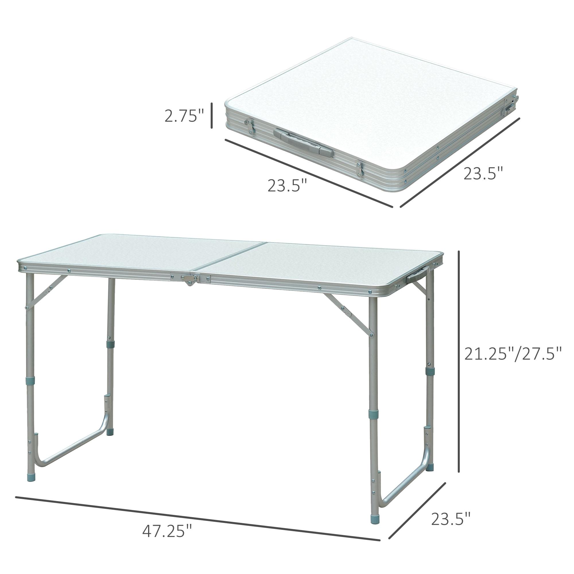 Outsunny 47" Aluminum Lightweight Portable Height Adjustable Camping Table with a Carry Handle & Easy Folding Design