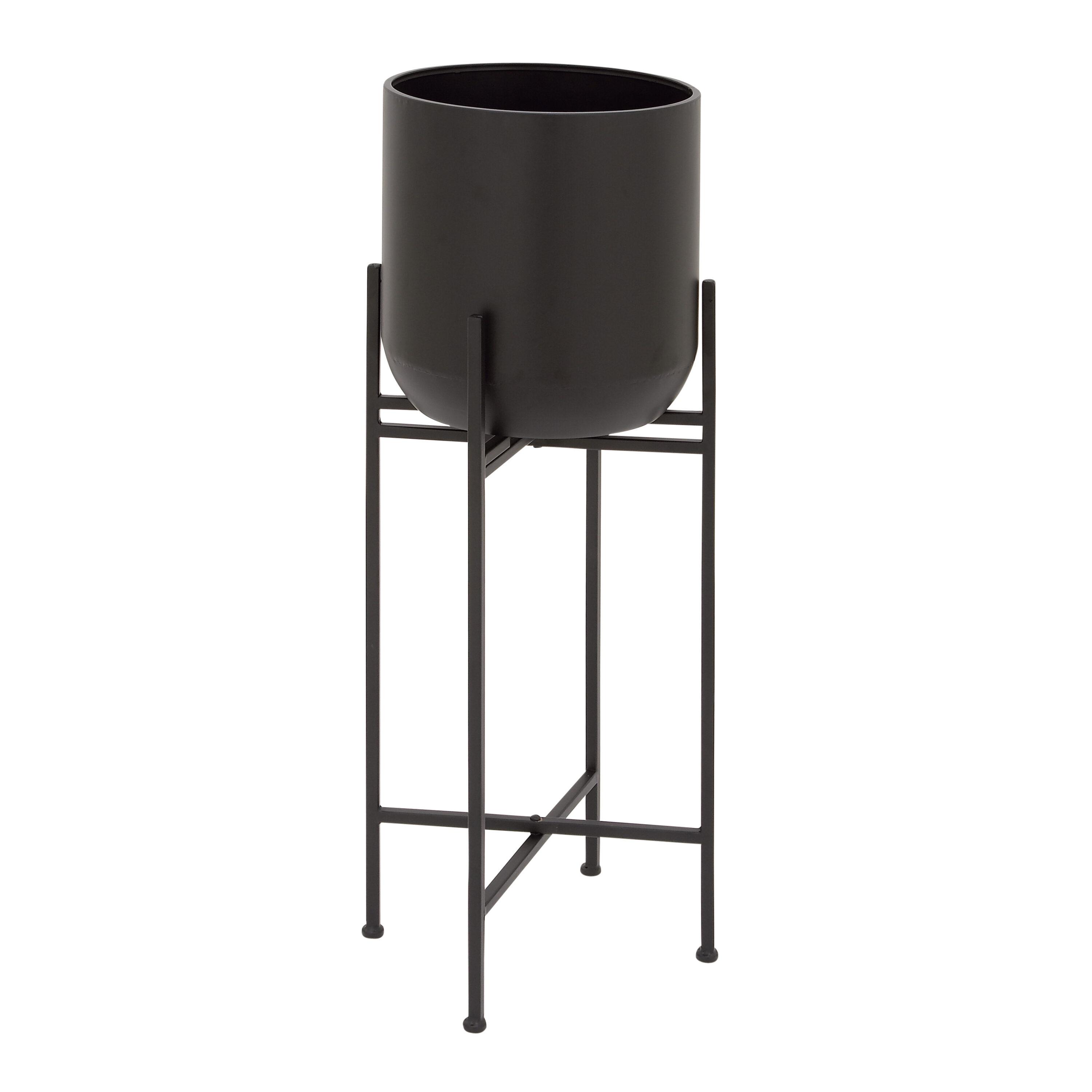 Olivia & May Modern With Stand Iron Planter Pots Black