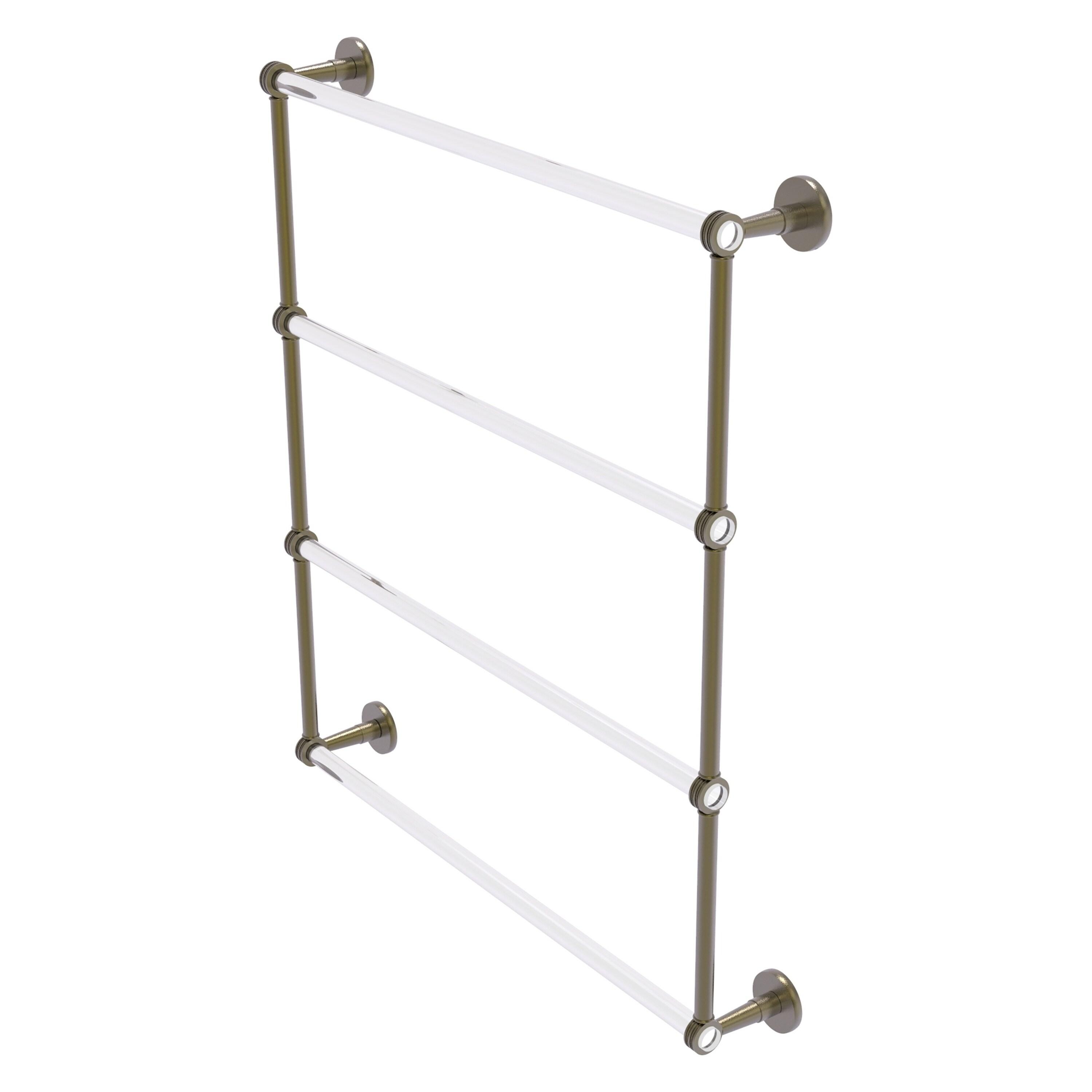 Antique Brass and Clear Acrylic 4-Tier Wall Towel Bar