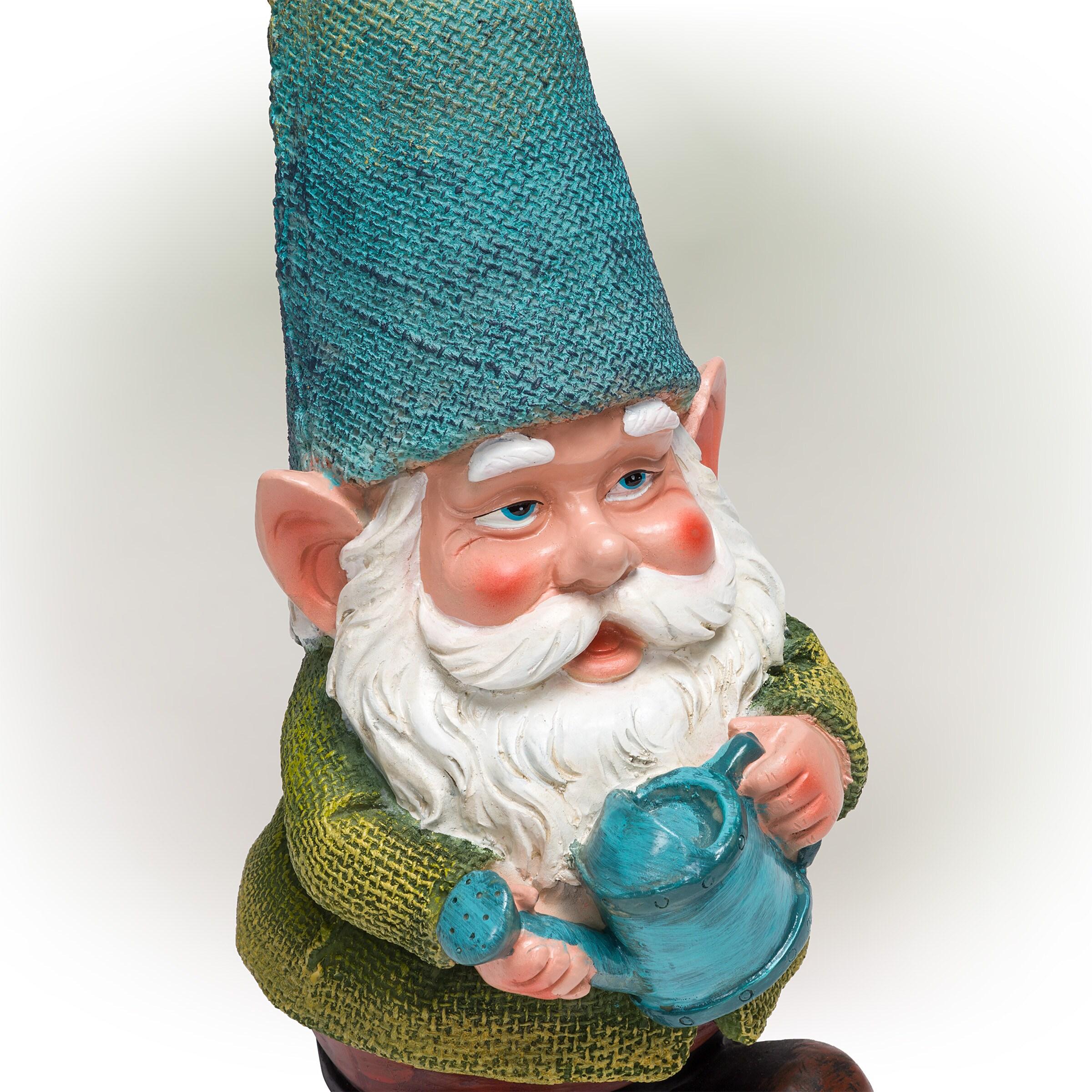 15" Outdoor Polyresin Garden Gnome with Watering Can - Alpine Corporation: Weatherproof Yard Decor