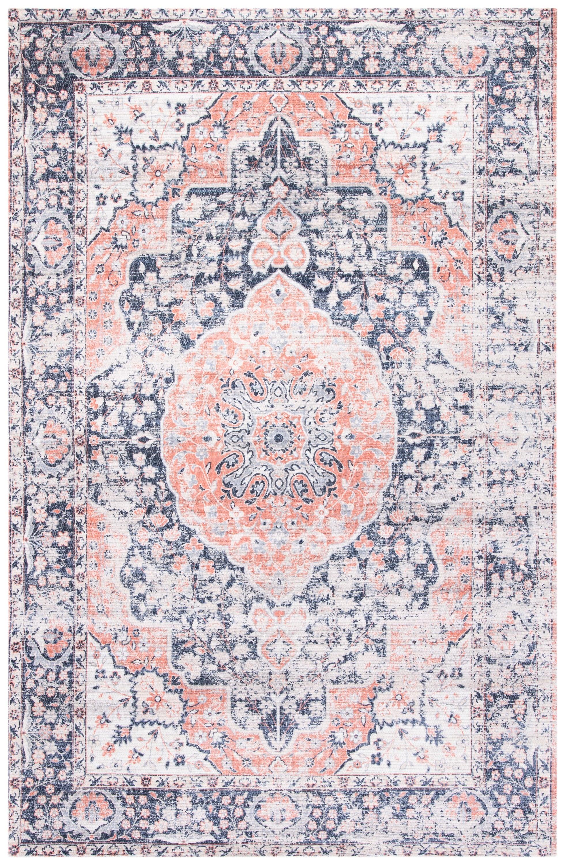 Saffron SFN353 Hand Loomed Area Rug - Navy/Ivory - 5'x8' - Safavieh.