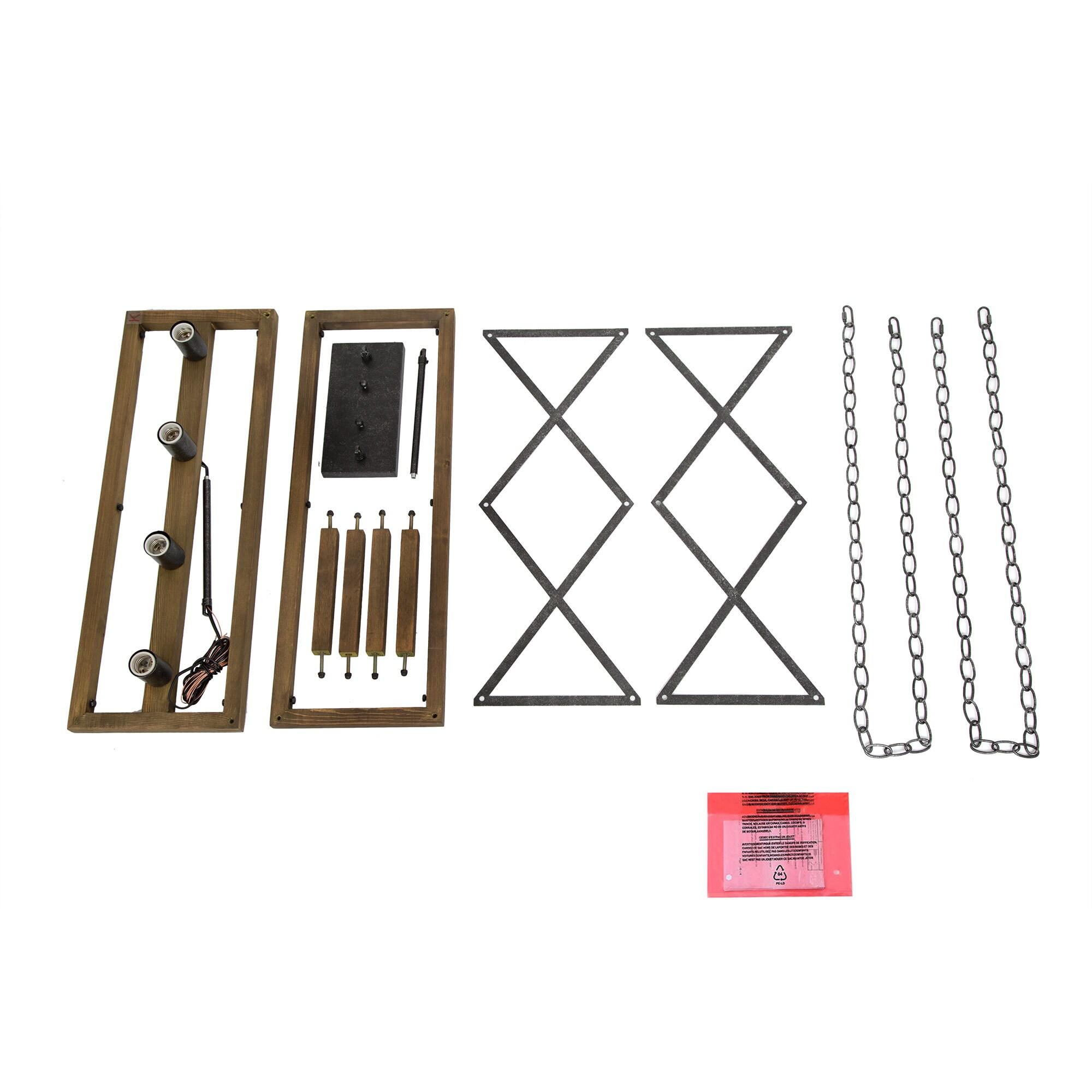 LNC Farmhouse Decor 4-Light Wood Chandelier Kitchen Island Light Fixtures, Large Modern Farmhouse Chandeliers Light for Dining Room, Kitchen Island, Bedroom