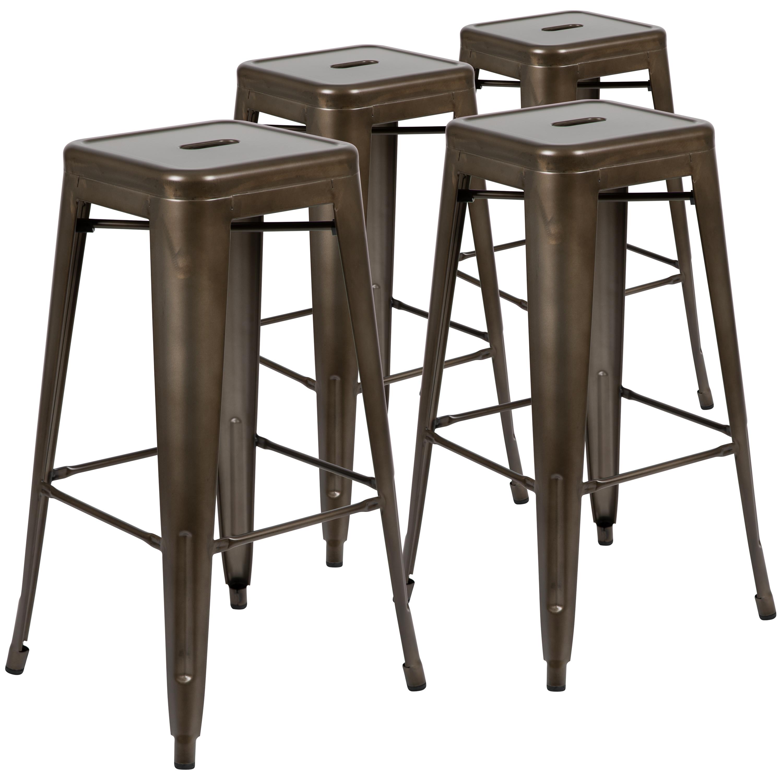 Flash Furniture 30" High Metal Indoor Bar Stool in Gun Metal Gray - Stackable Set of 4