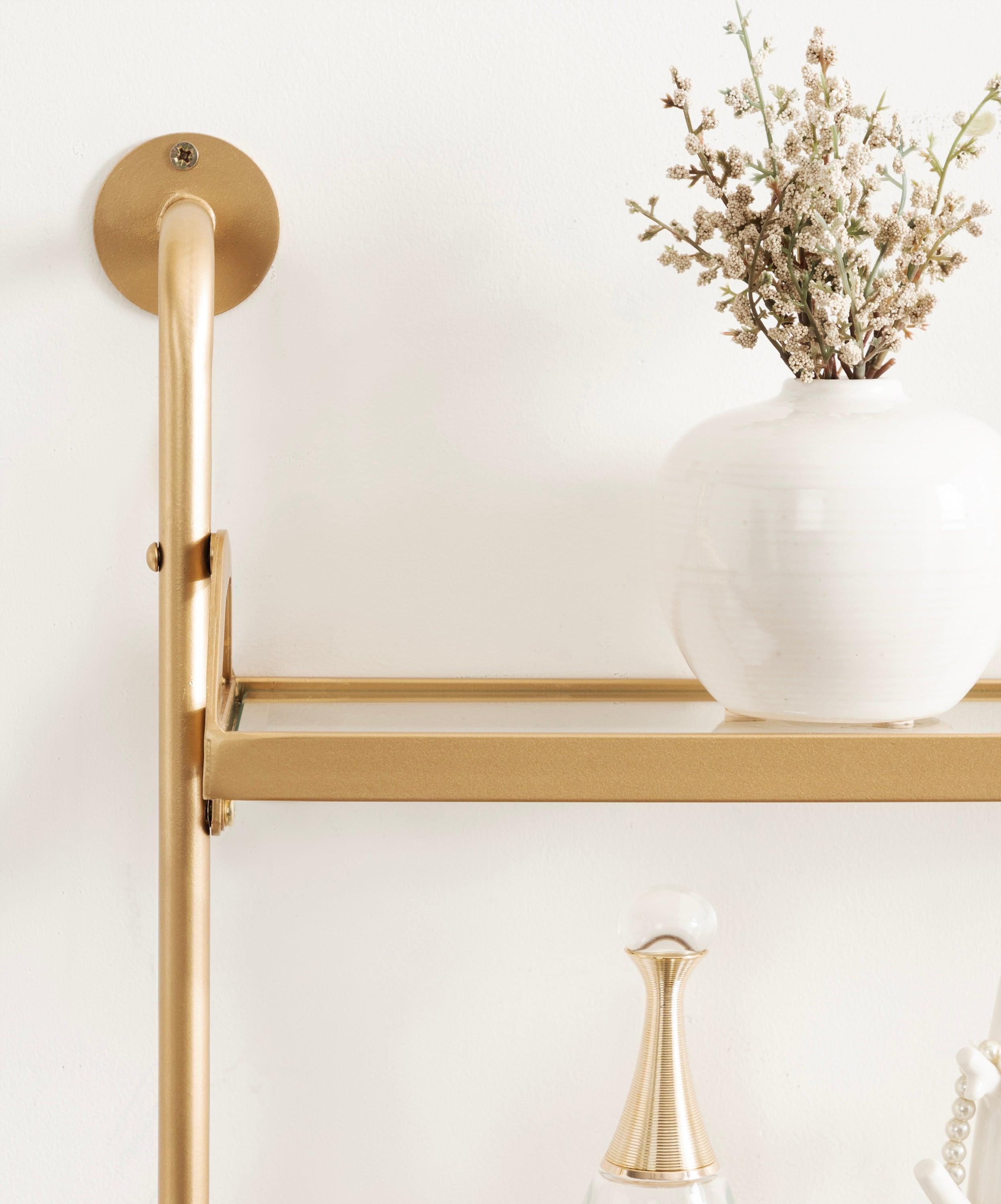 Kate & Laurel All Things Decor 18"x30" Marit Three-Tier Wall Shelf Gold