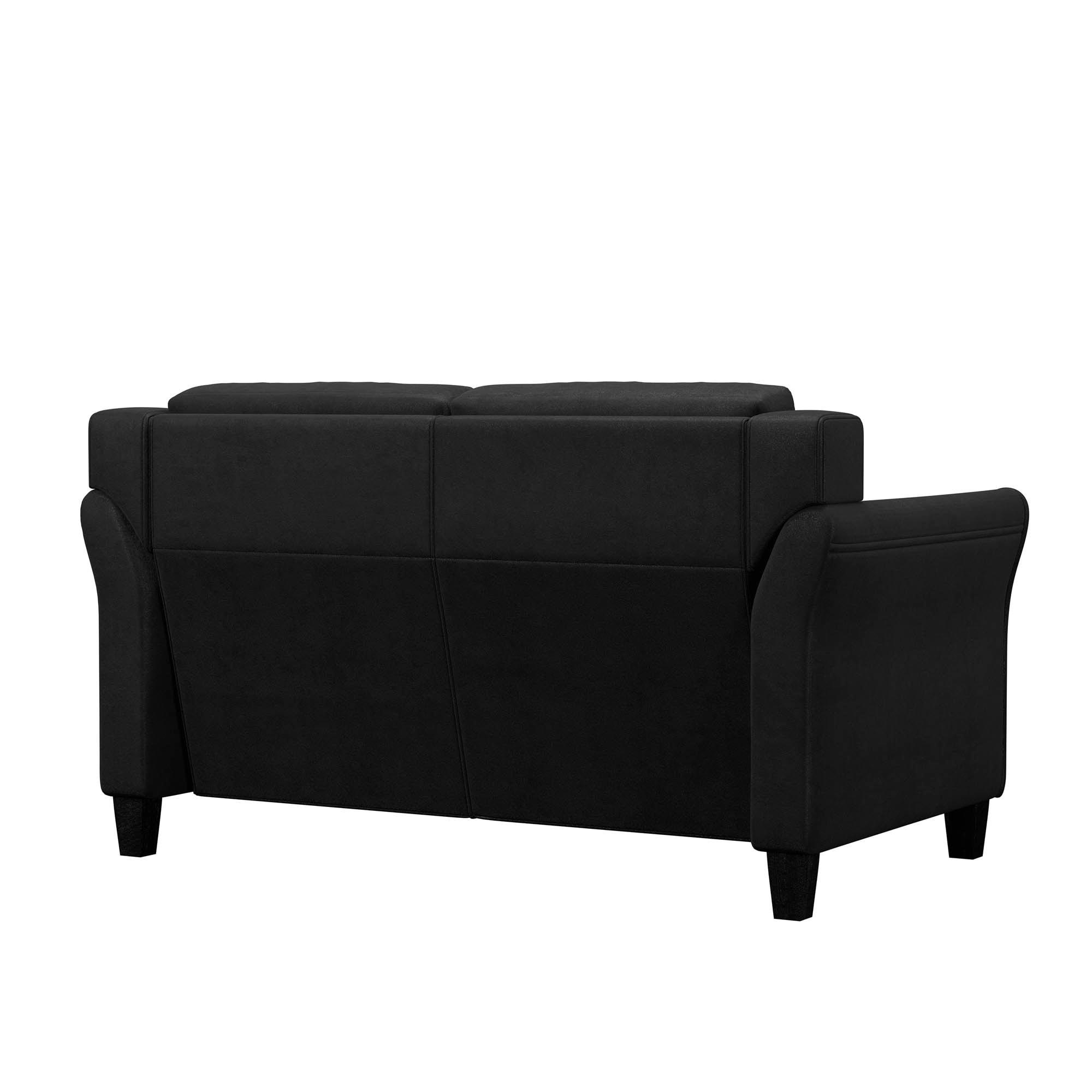 Lifestyle Solutions Taryn Curved Arm Loveseat, Black Fabric