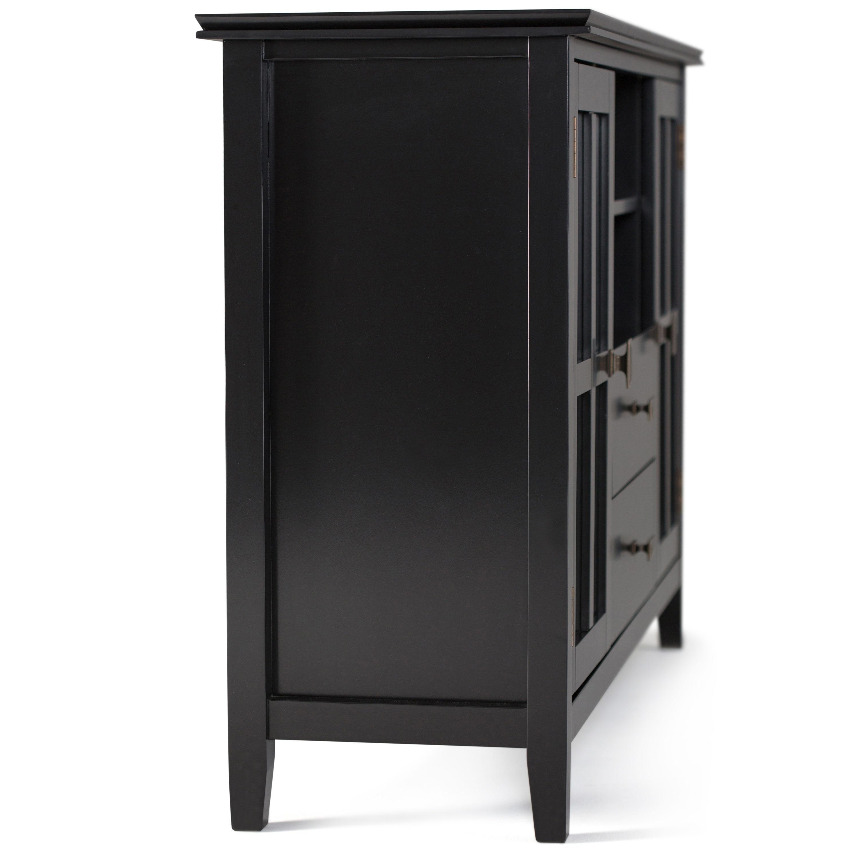Simpli Home Artisan Wood 53" Transitional TV Media Stand in Black For TVs up to 60"
