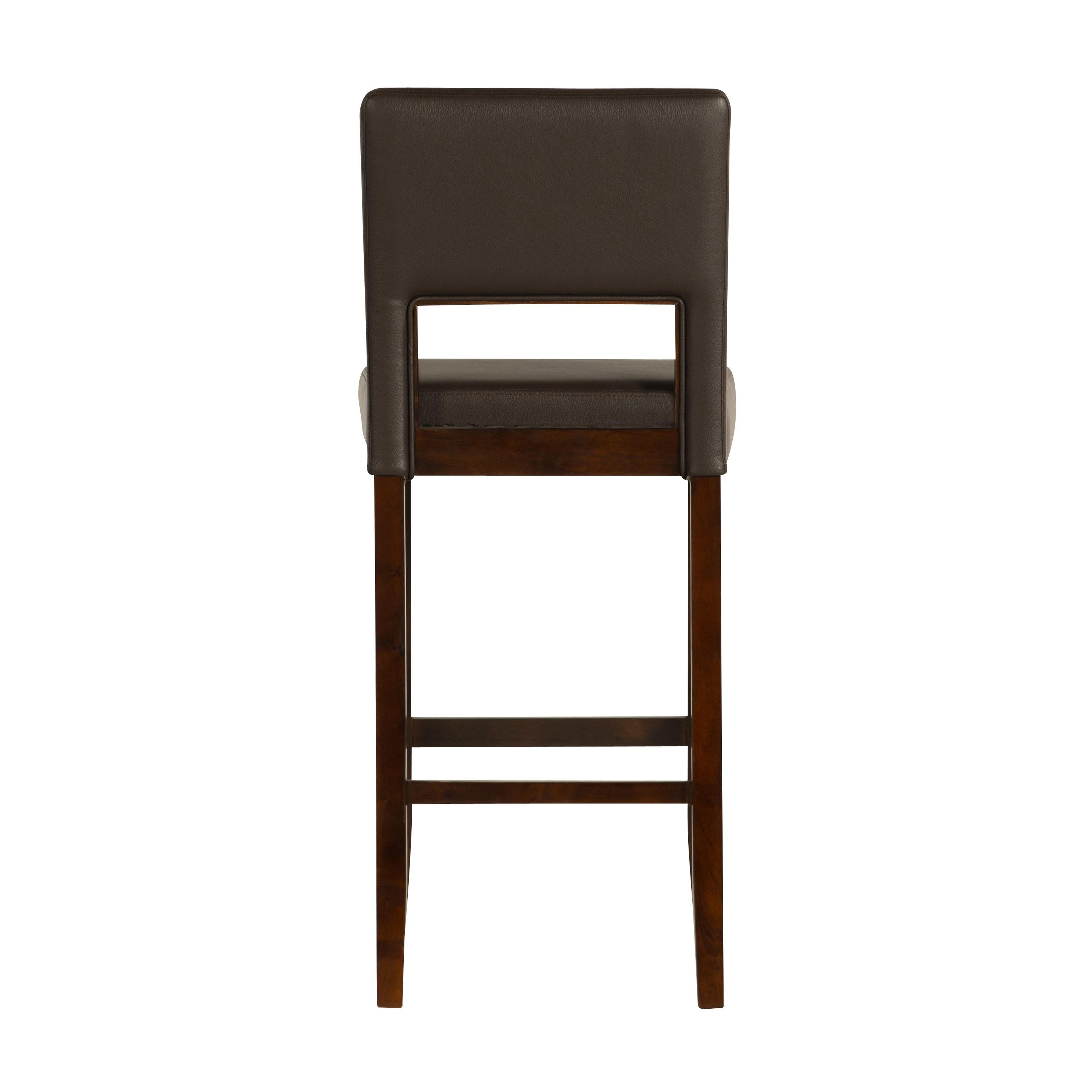 Linon 30" Vega Padded Back and Seat Faux Leather Barstool Hardwood/Espresso : Upholstered, Armless, Fixed Height