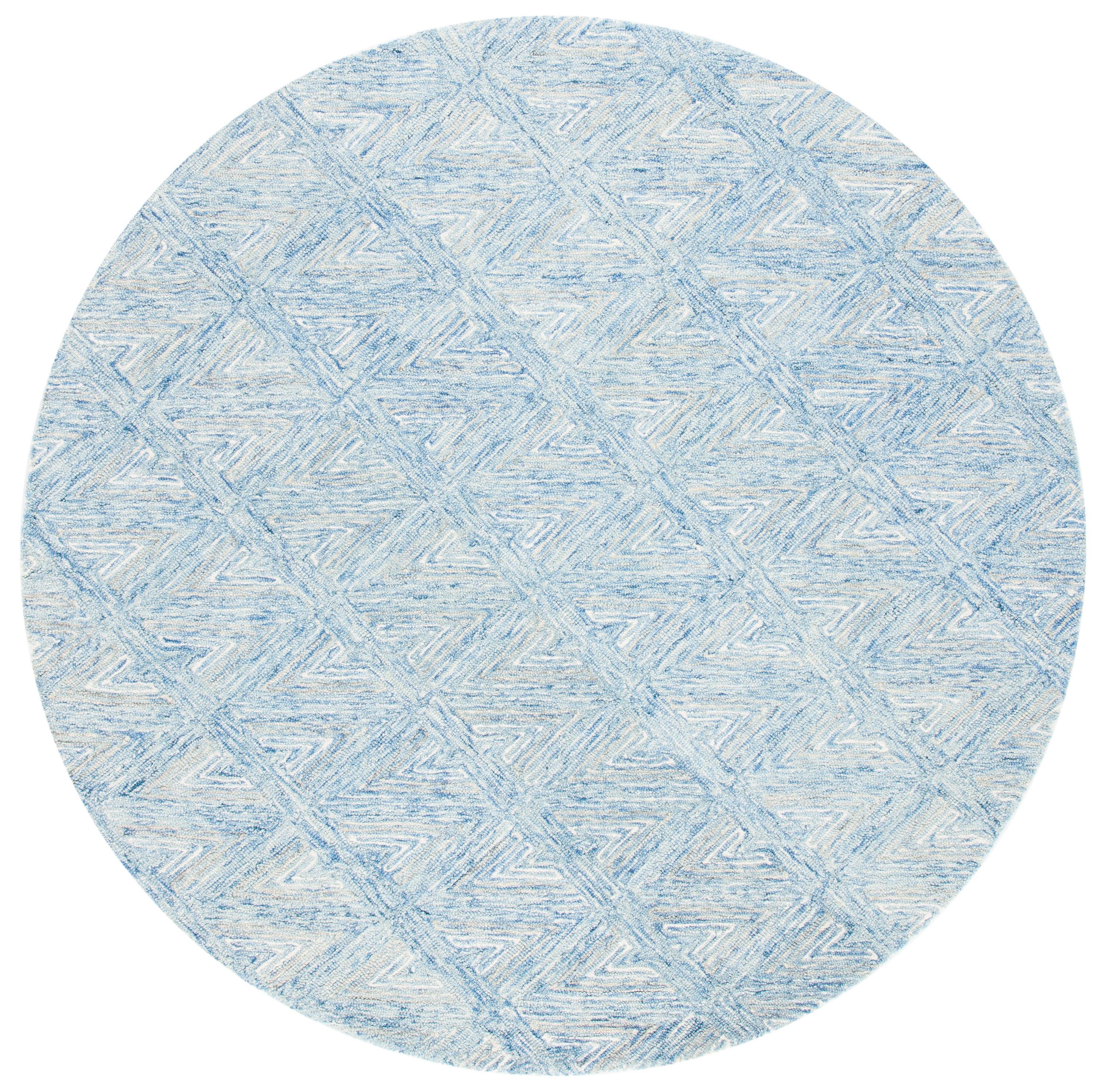 Abstract ABT653 Hand Tufted Area Rug - Blue/Beige - 6' Round - Safavieh.