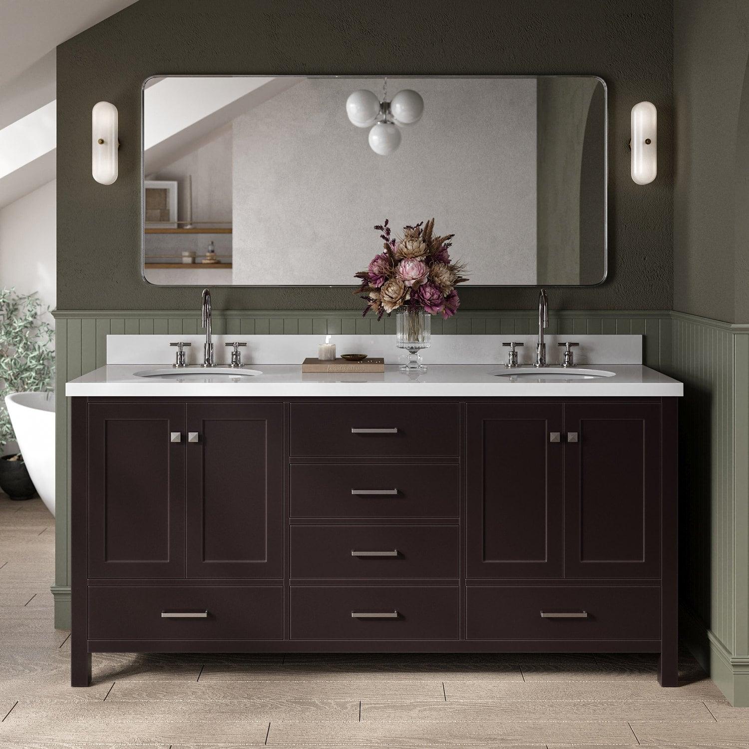 Ariel A073dwqovo Cambridge 73" Free Standing Double Basin Vanity Set - Brown