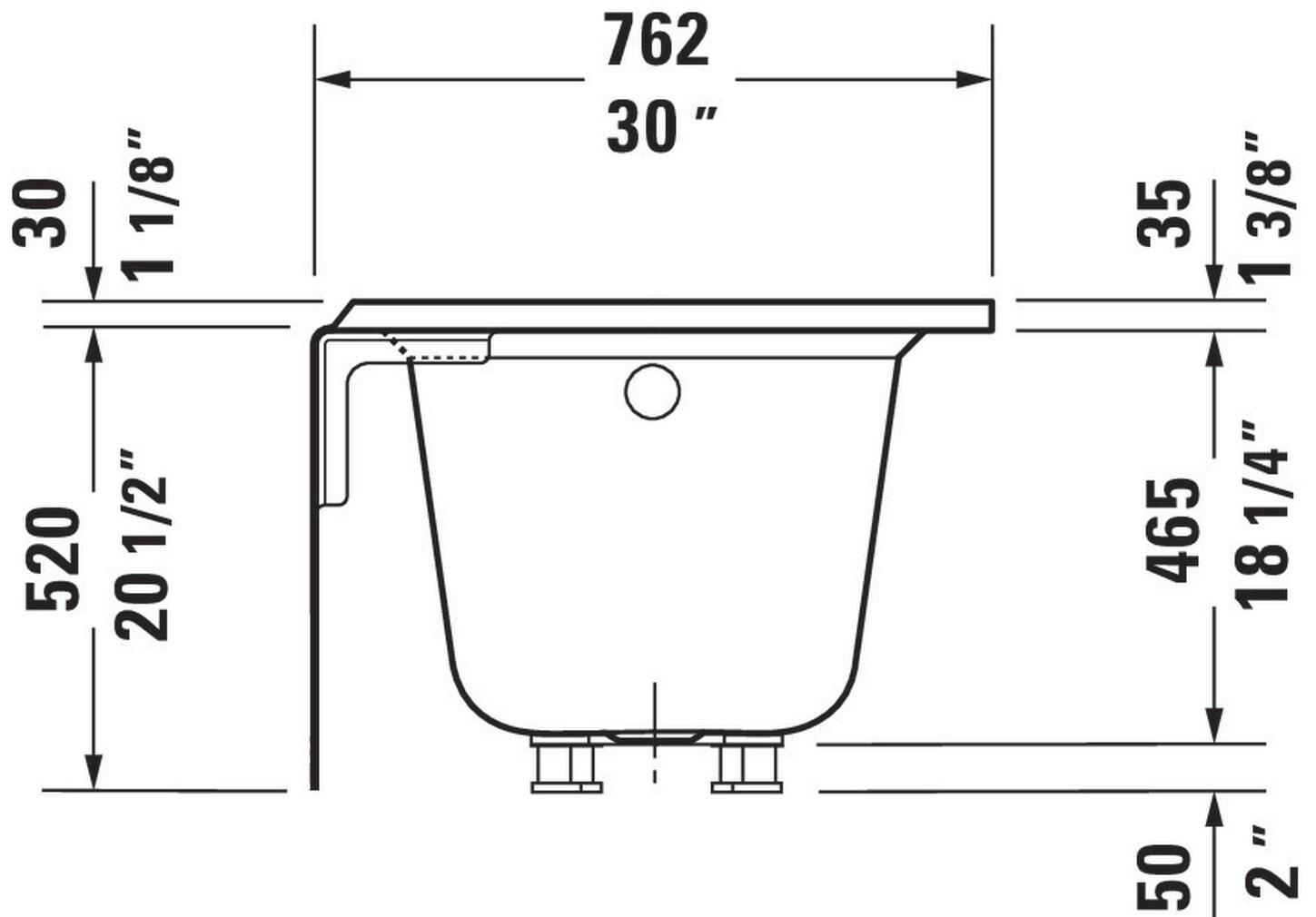 Architec 60" x 30" Alcove Soaking Acrylic Bathtub