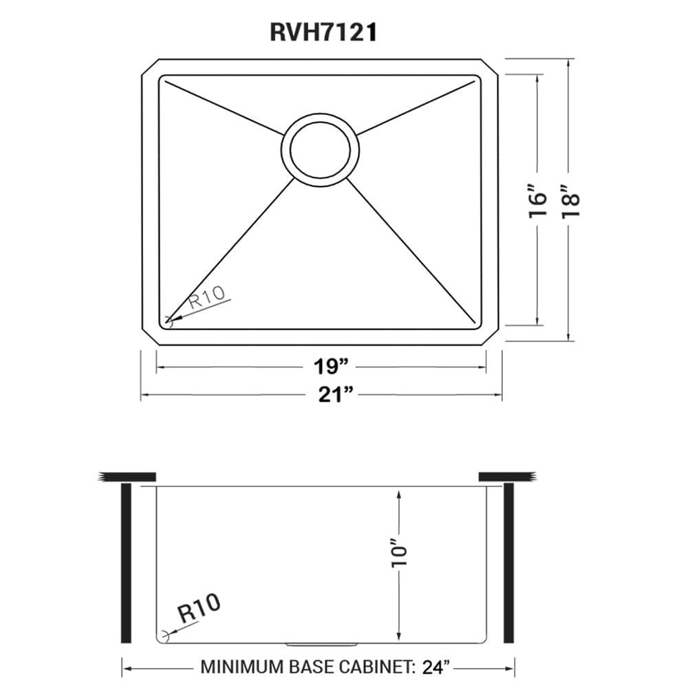 Ruvati Bar Prep Sink Narrow Trough Undermount 16 Gauge Stainless Steel Single Bowl