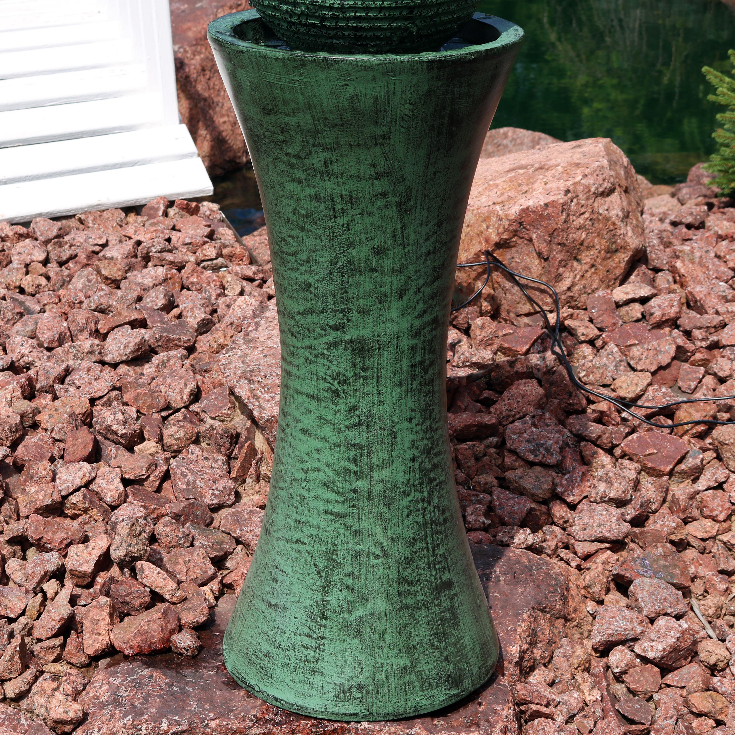 Sunnydaze Outdoor Polyresin Desert Spring Solar Powered Water Fountain with Battery Backup, Submersible Pump, and Panel - 30"