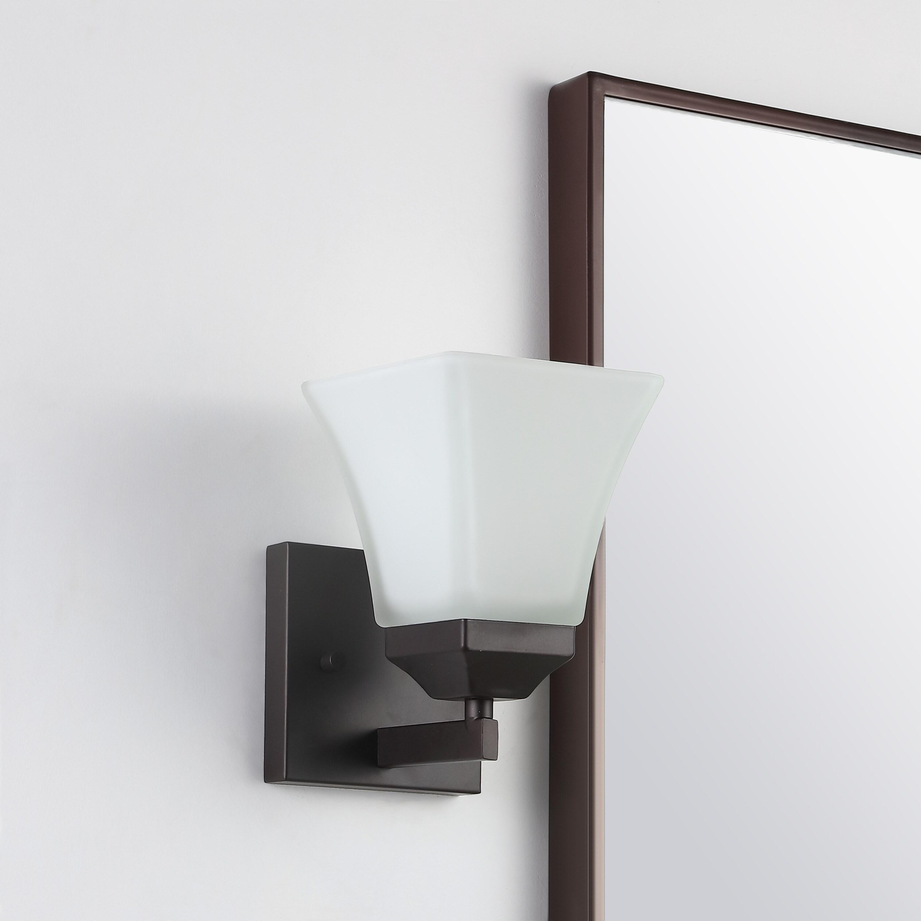 JONATHAN Y Staunton 5" 1-Light Iron/Glass Modern Cottage LED Vanity Light, Oil Rubbed Bronze