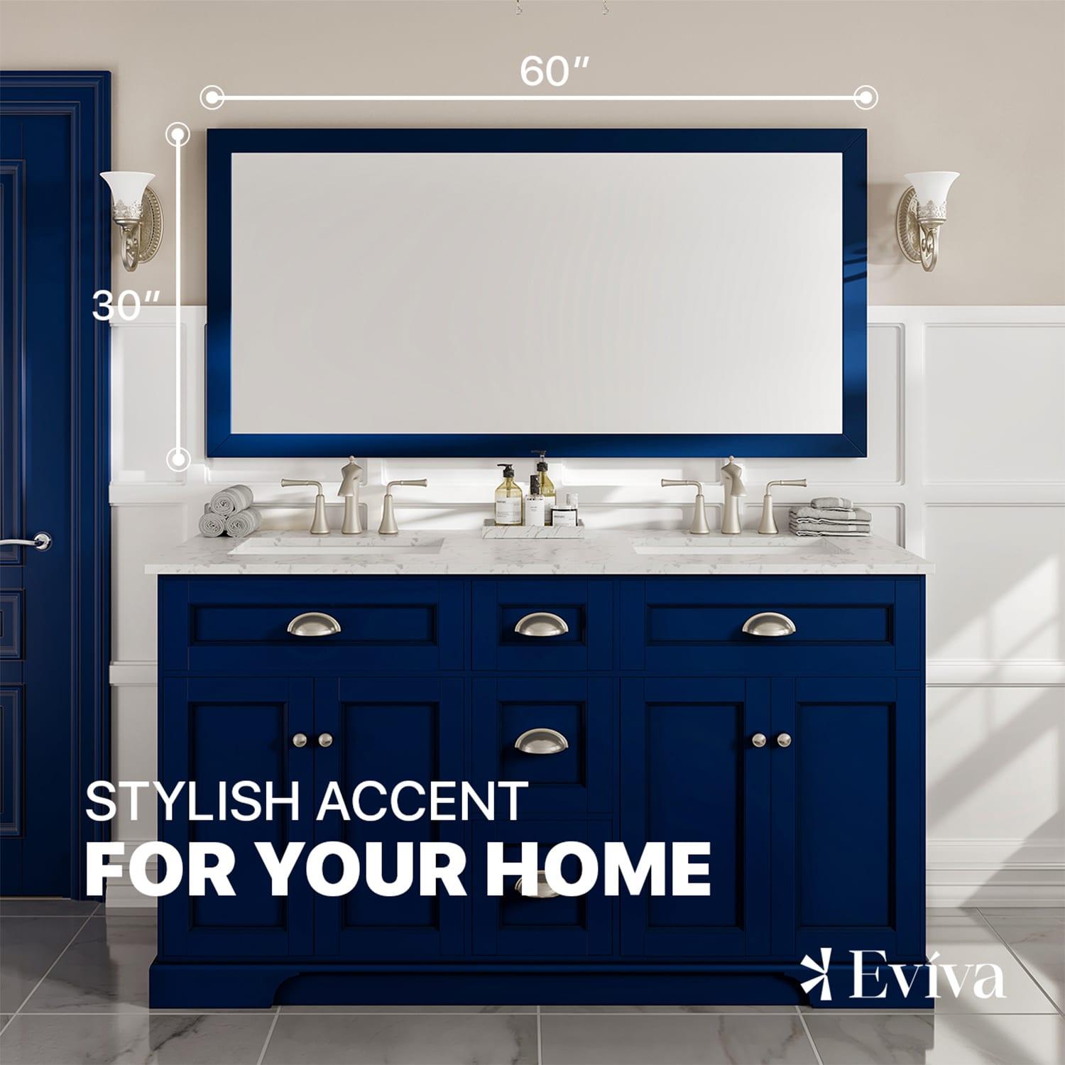 EVIVA Acclaim 60X30 Transitional Blue Bathroom Mirror