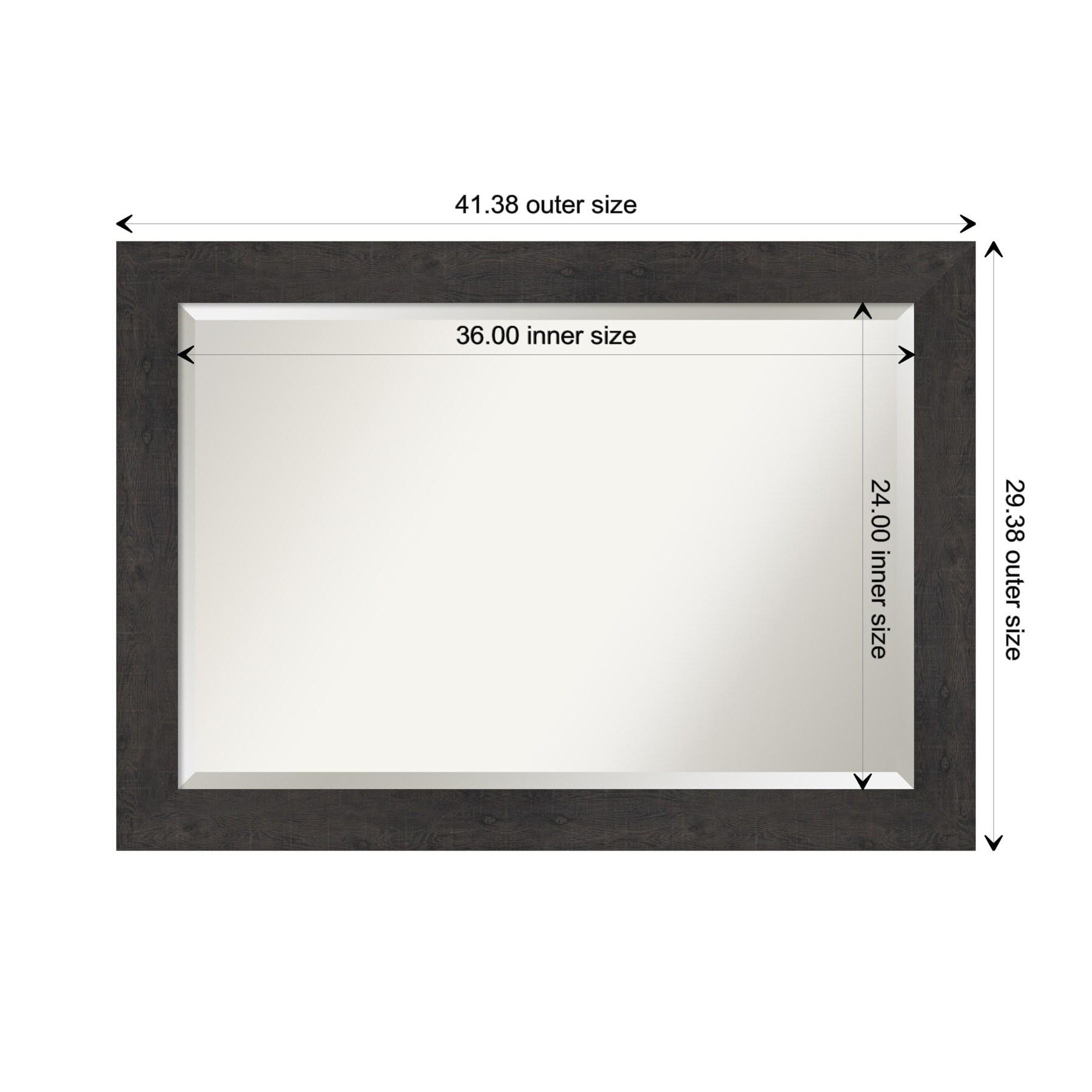 Amanti Art Beveled Bathroom Wall Mirror - Rustic Plank Espresso Frame Outer Size: 41 x 29 in