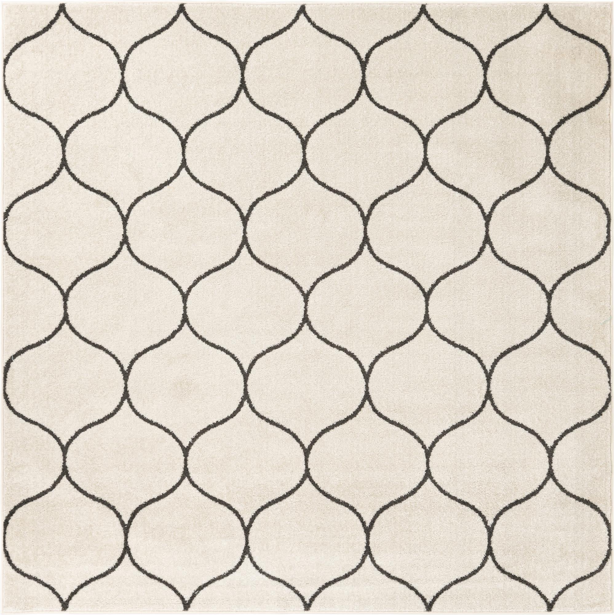 Unique Loom 7' 0 x 7' 0 Trellis Frieze Rounded Ivory Area Rug