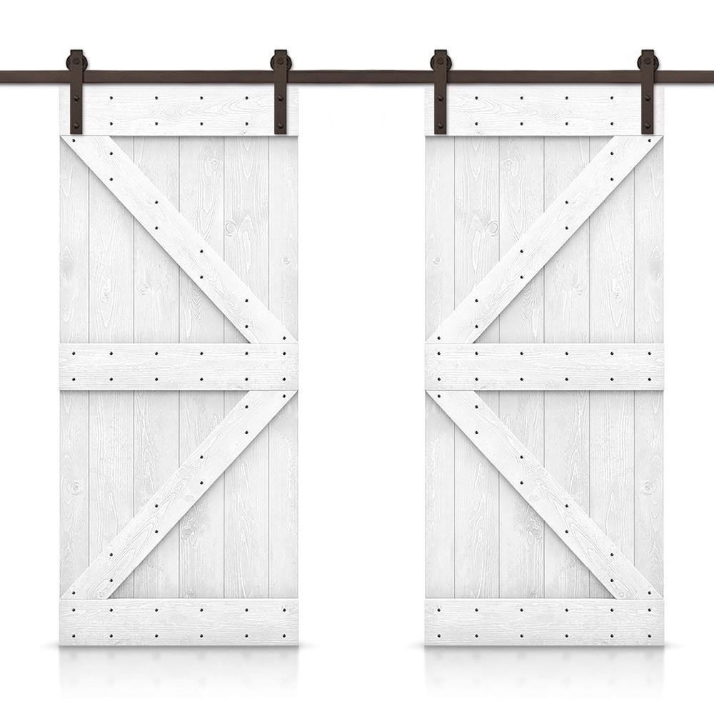 Calhome Paneled Wood Stained K Series Double DIY Barn Door With Sliding Hardware Kit | Wayfair