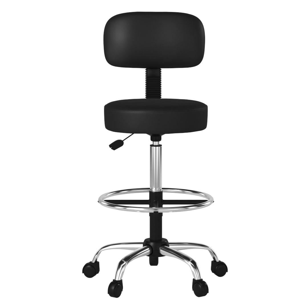 Boss Office Products Medical/Drafting Stool with Back Cushion Black: Adjustable Rolling Chair, Seat Cushion Office Chair