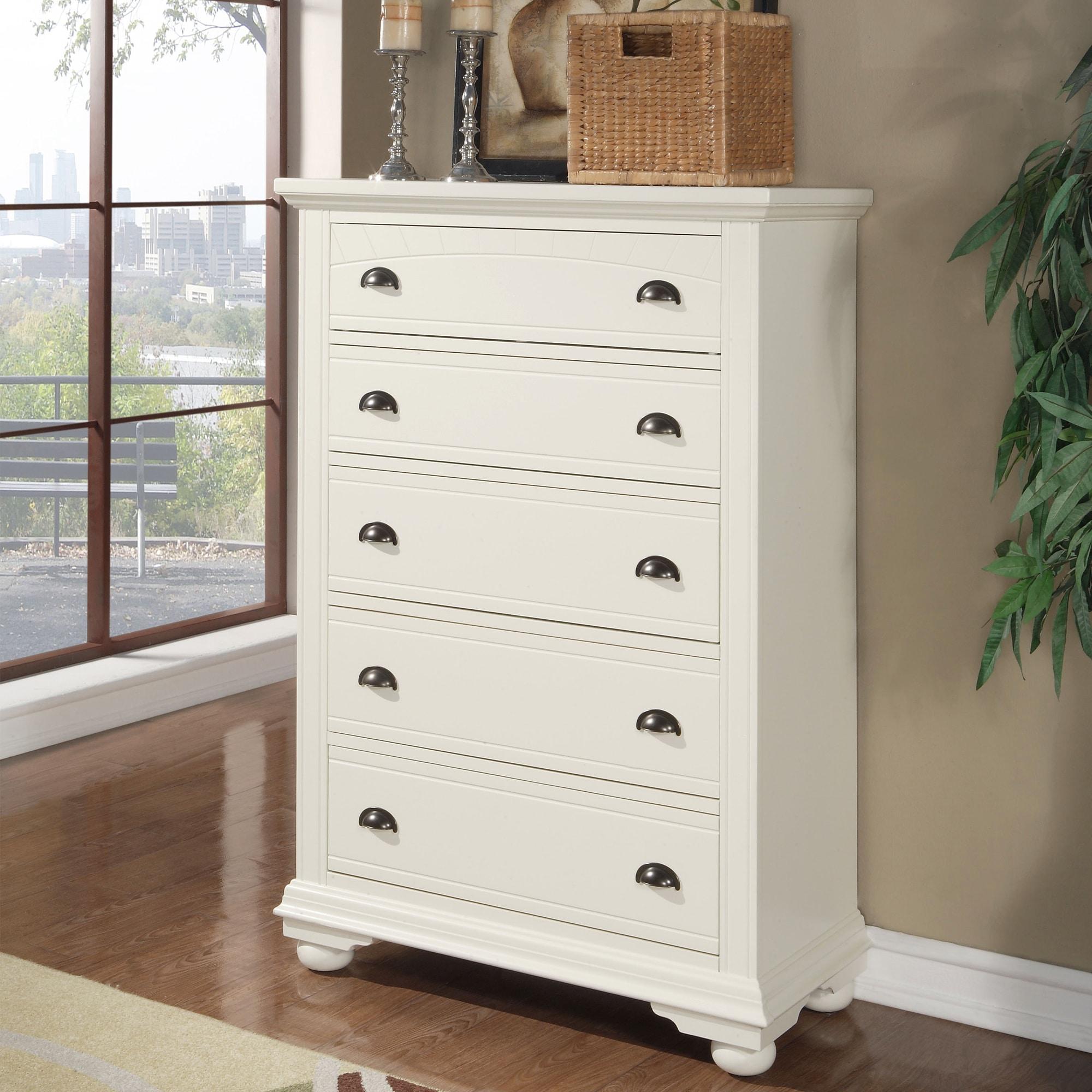 Aiden Cottage 5-Drawer Chest White - Picket House Furnishings: Vertical Storage, No Assembly, MDF & Hardwood