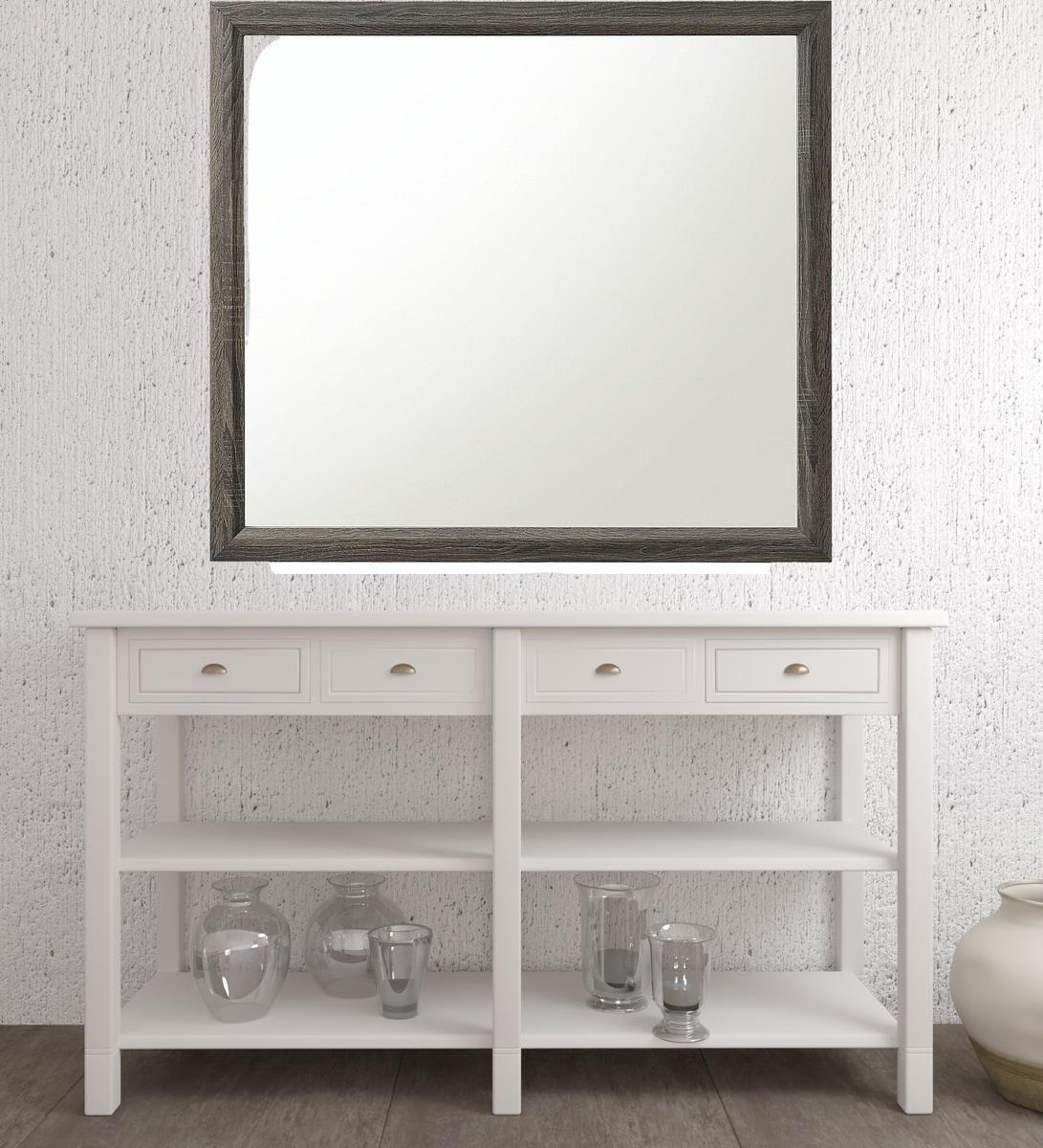 39" X 35" Weathered Gray Paper Veneer Mirror