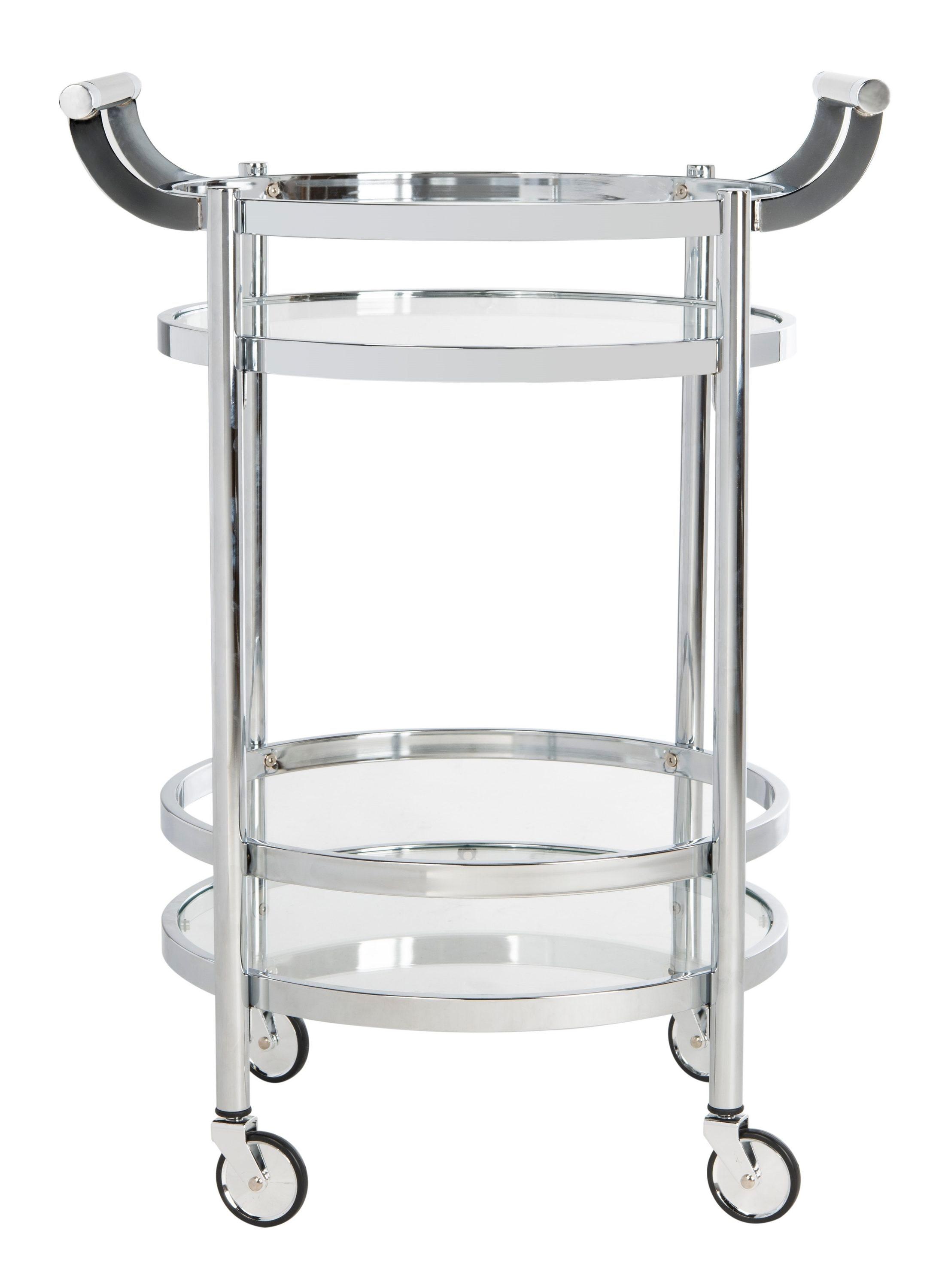 Sienna 2 Tier Round Bar Cart - BCT8001C - Chrome/Glass - Safavieh